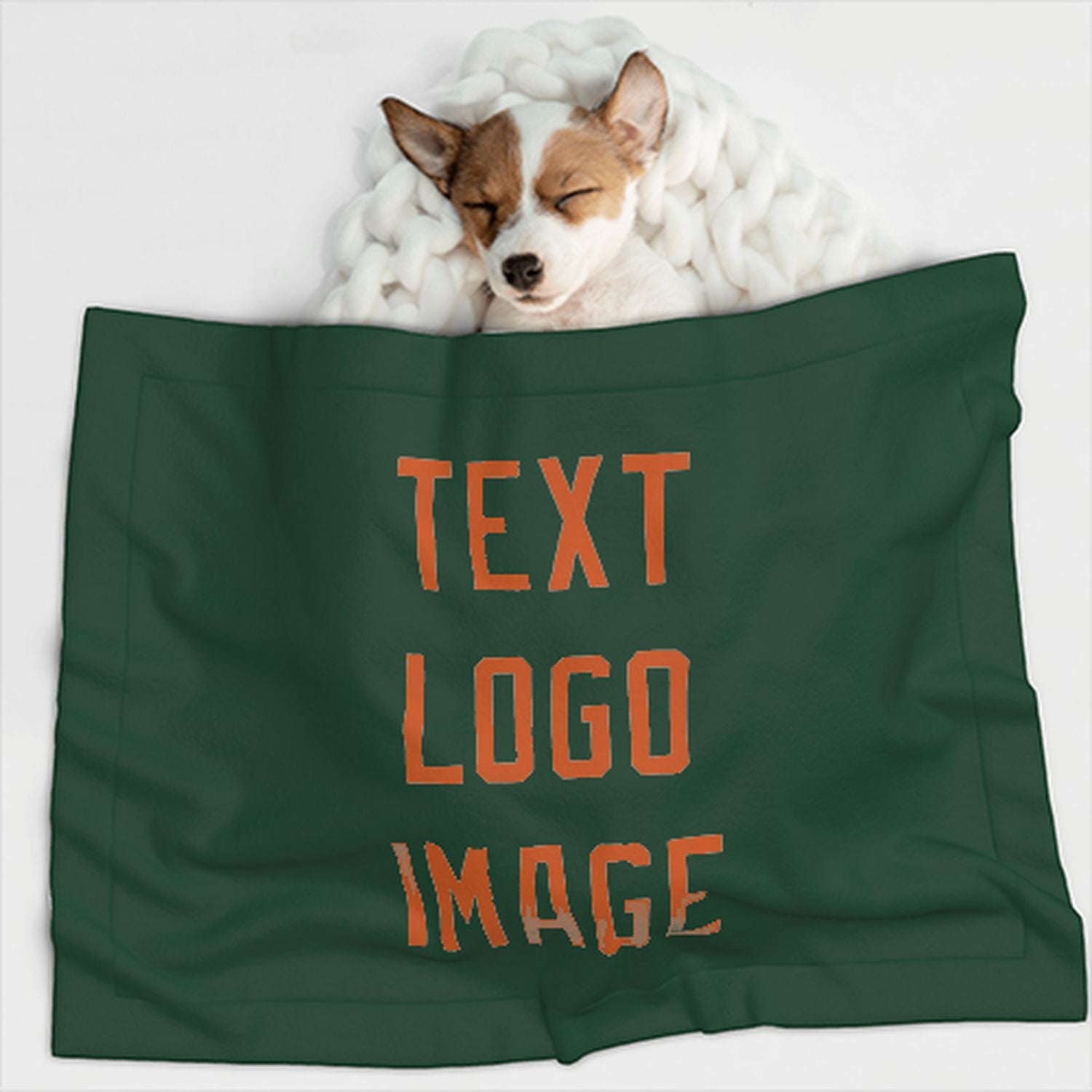 Coperta personalizzata per animali domestici color verde muschio e arancione