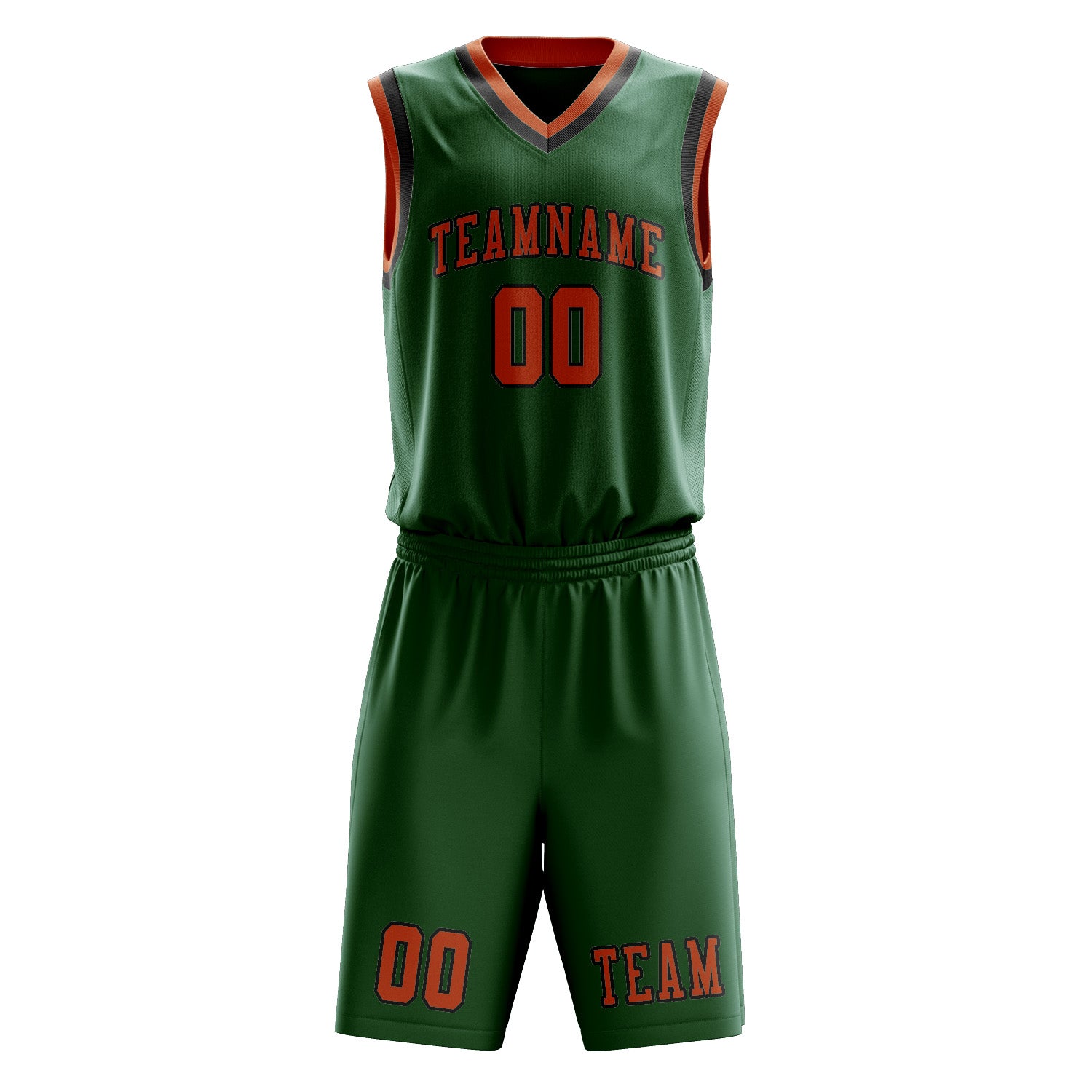 Benutzerdefiniertes Professionelles Moosgrün Orange Basketballtrikot-Set