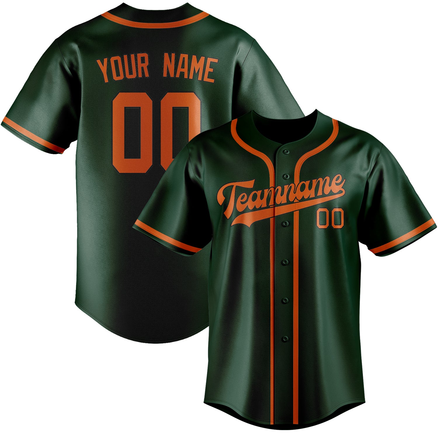 Benutzerdefiniertes Professionelles Moosgrün Orange Baseballtrikot