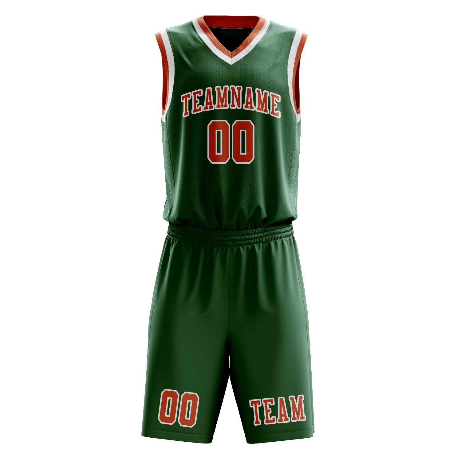 Benutzerdefiniertes Professionelles Moosgrün Orange Basketballtrikot-Set