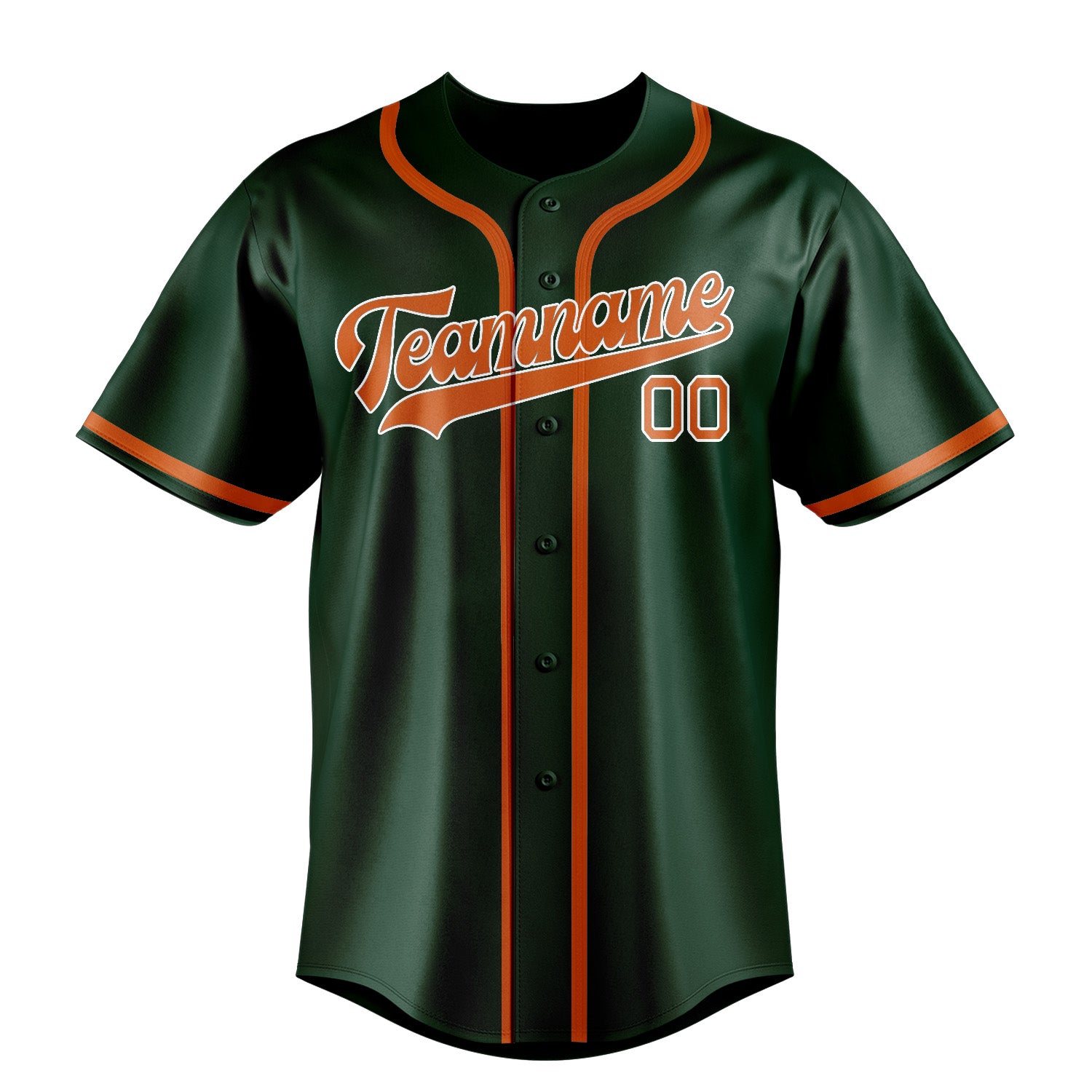 Benutzerdefiniertes Professionelles Moosgrün Orange Baseballtrikot