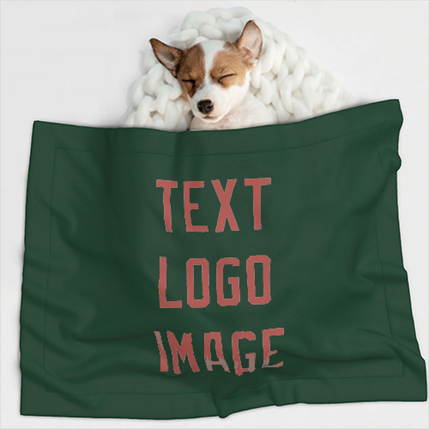 Coperta personalizzata per animali domestici color verde muschio e rosa rame