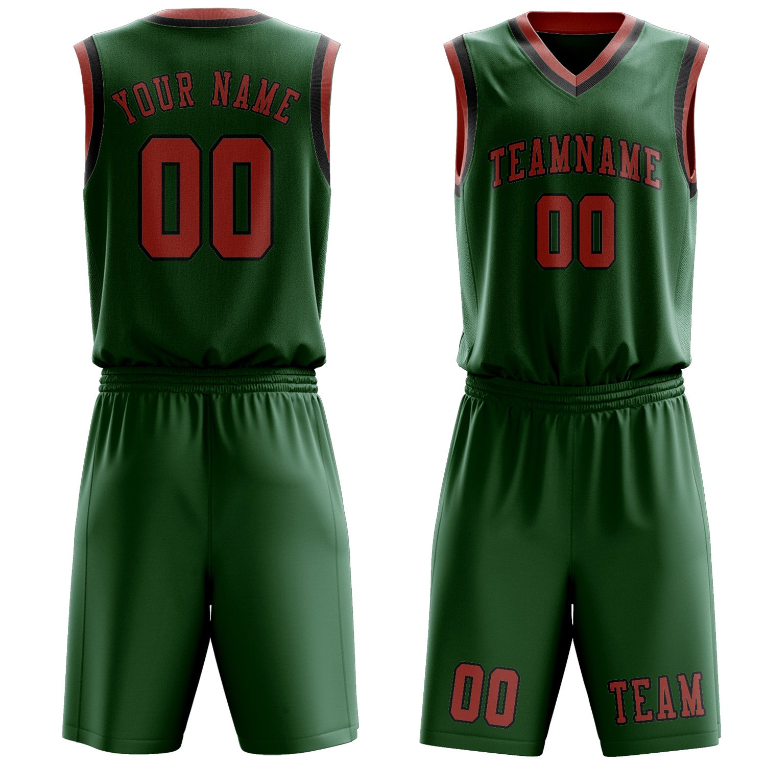 Benutzerdefiniertes Professionelles Moosgrün Kupferrose Basketballtrikot-Set