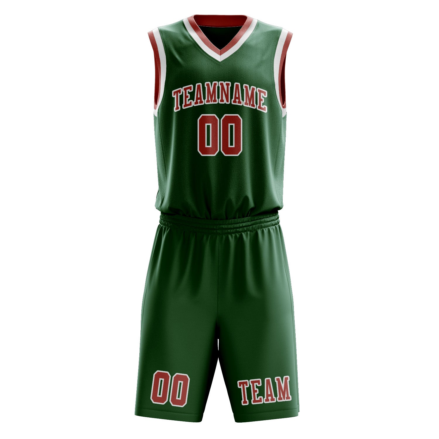 Benutzerdefiniertes Professionelles Moosgrün Kupferrose Basketballtrikot-Set