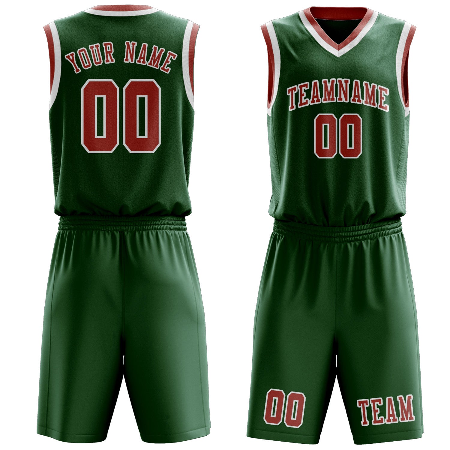Benutzerdefiniertes Professionelles Moosgrün Kupferrose Basketballtrikot-Set