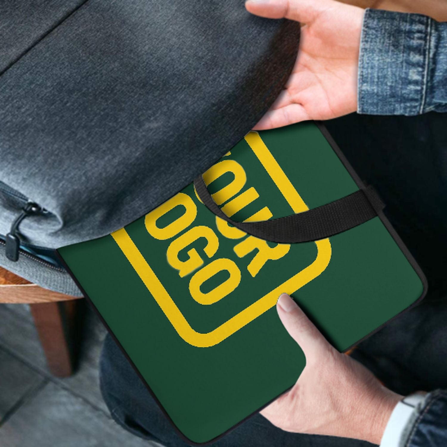 Bolsa portátil de oro verde musgo a medida