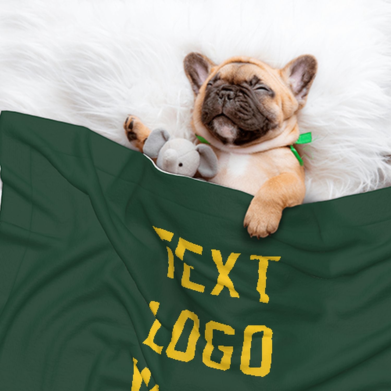 Coperta personalizzata per animali domestici color verde muschio e oro