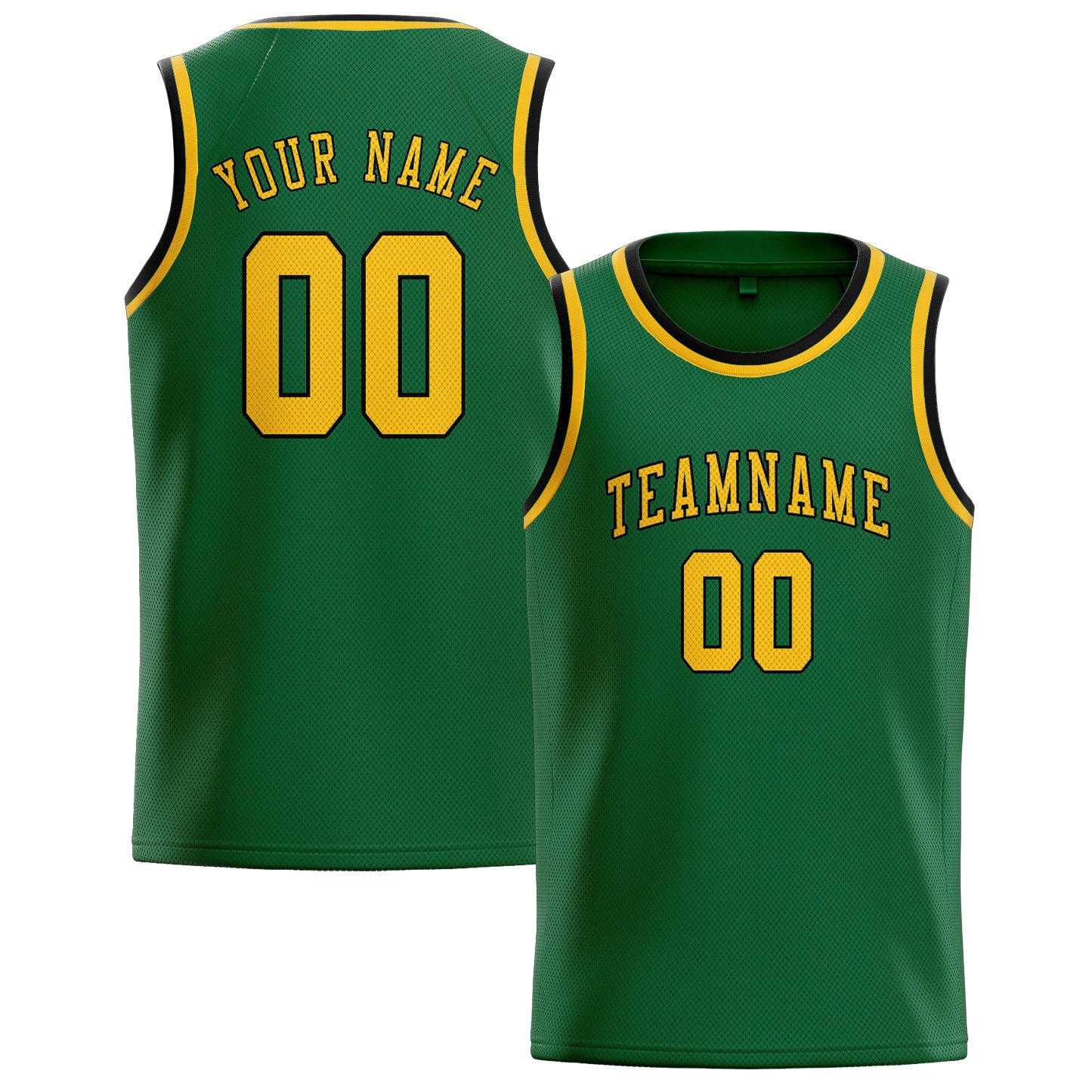 Benutzerdefiniertes Professionelles Moosgrün Gold Basketballtrikot