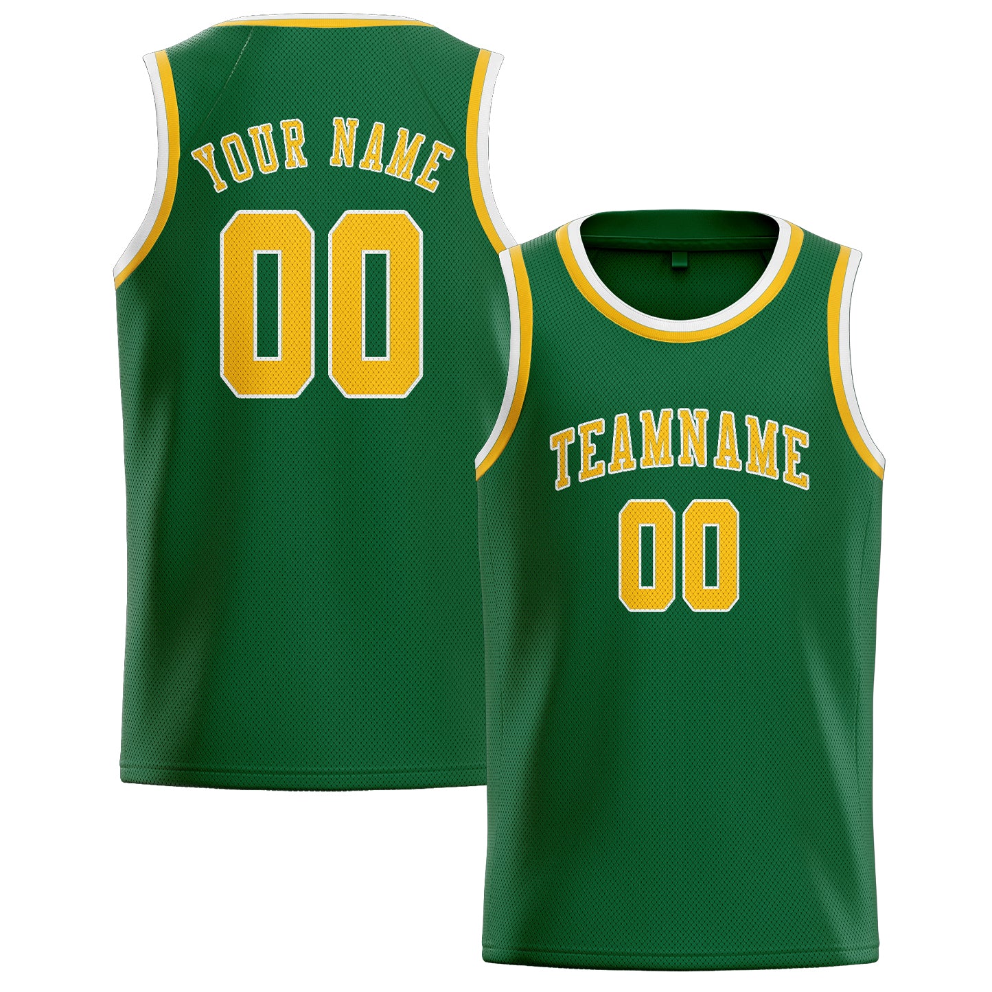 Benutzerdefiniertes Professionelles Moosgrün Gold Basketballtrikot