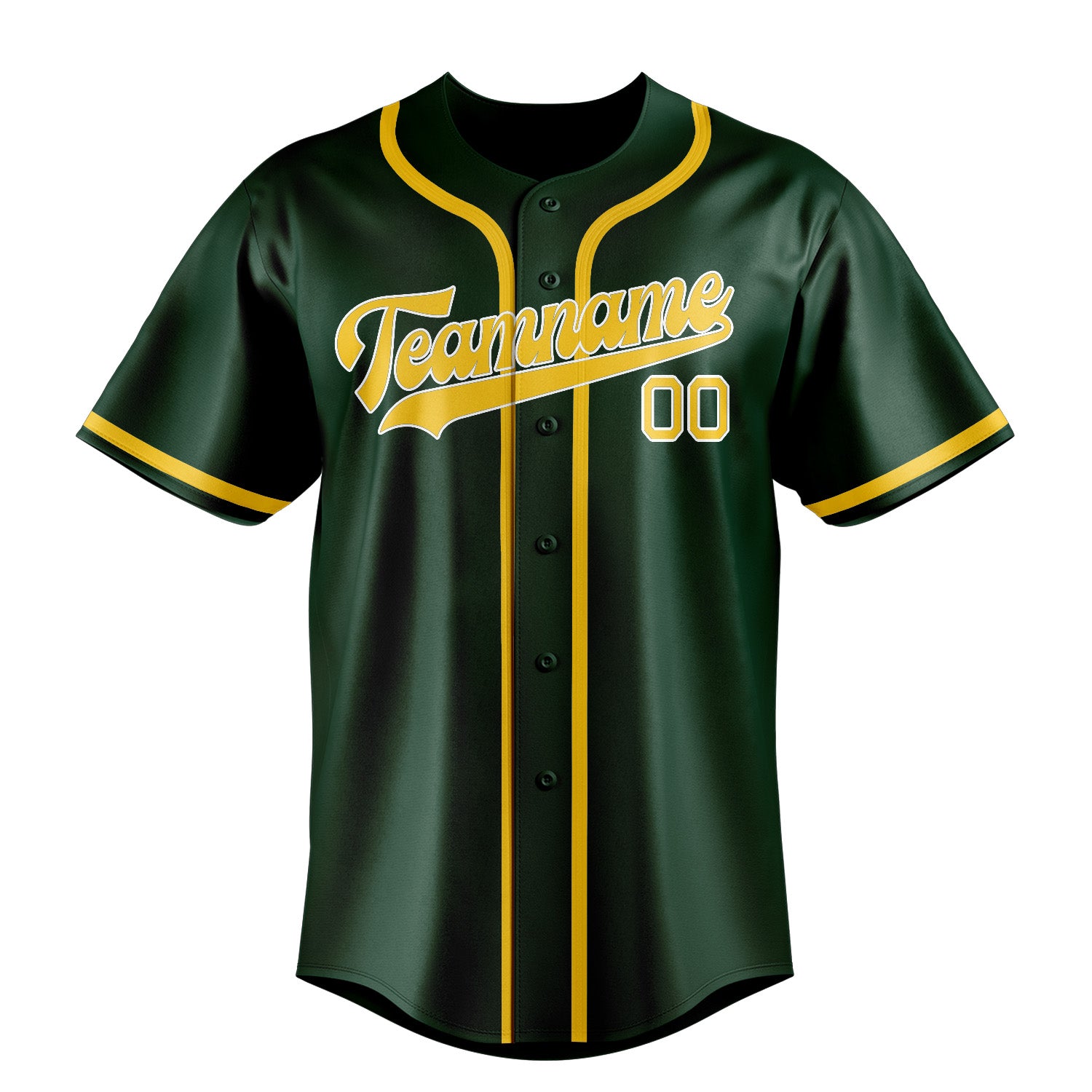 Benutzerdefiniertes Professionelles Moosgrün Gold Baseballtrikot