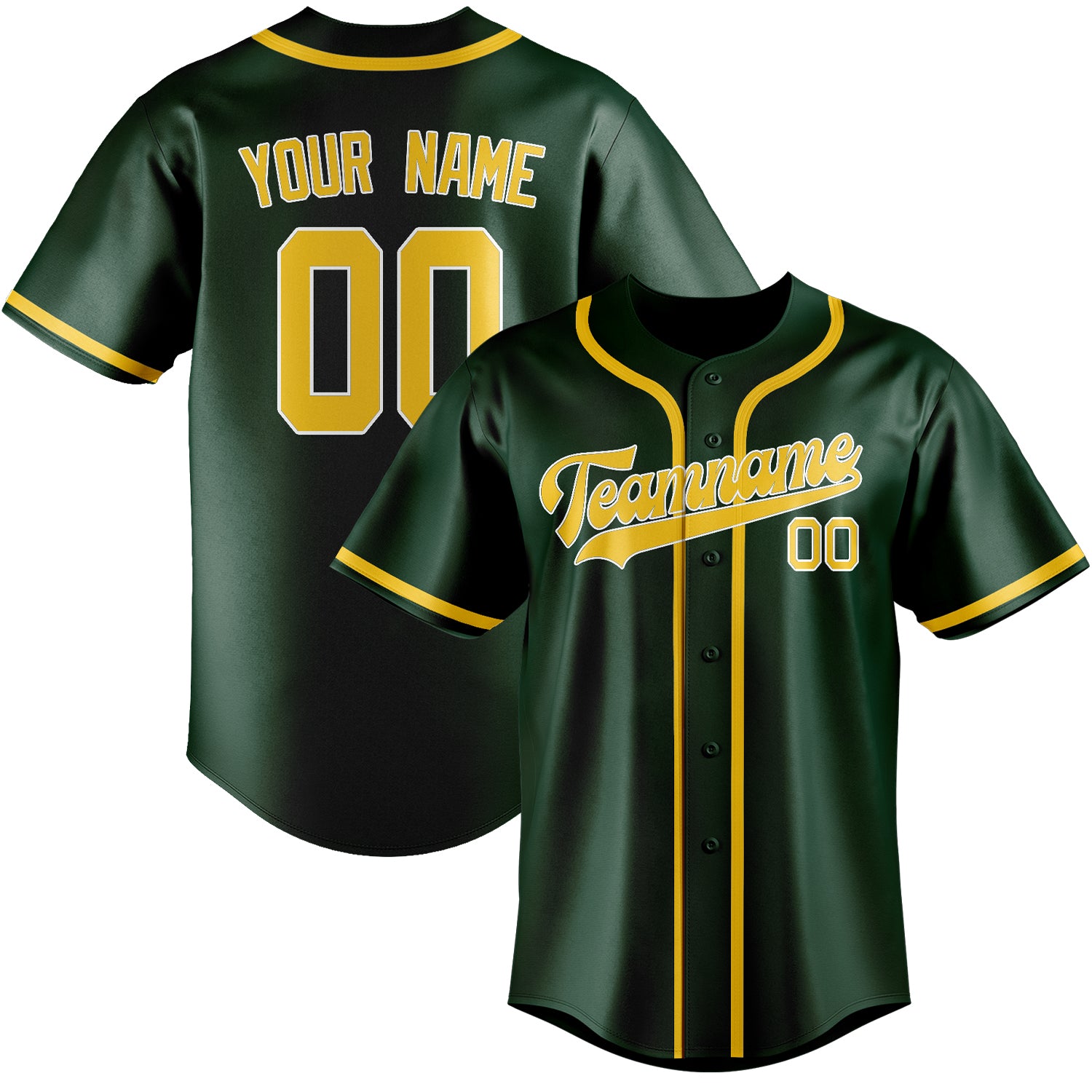 Benutzerdefiniertes Professionelles Moosgrün Gold Baseballtrikot