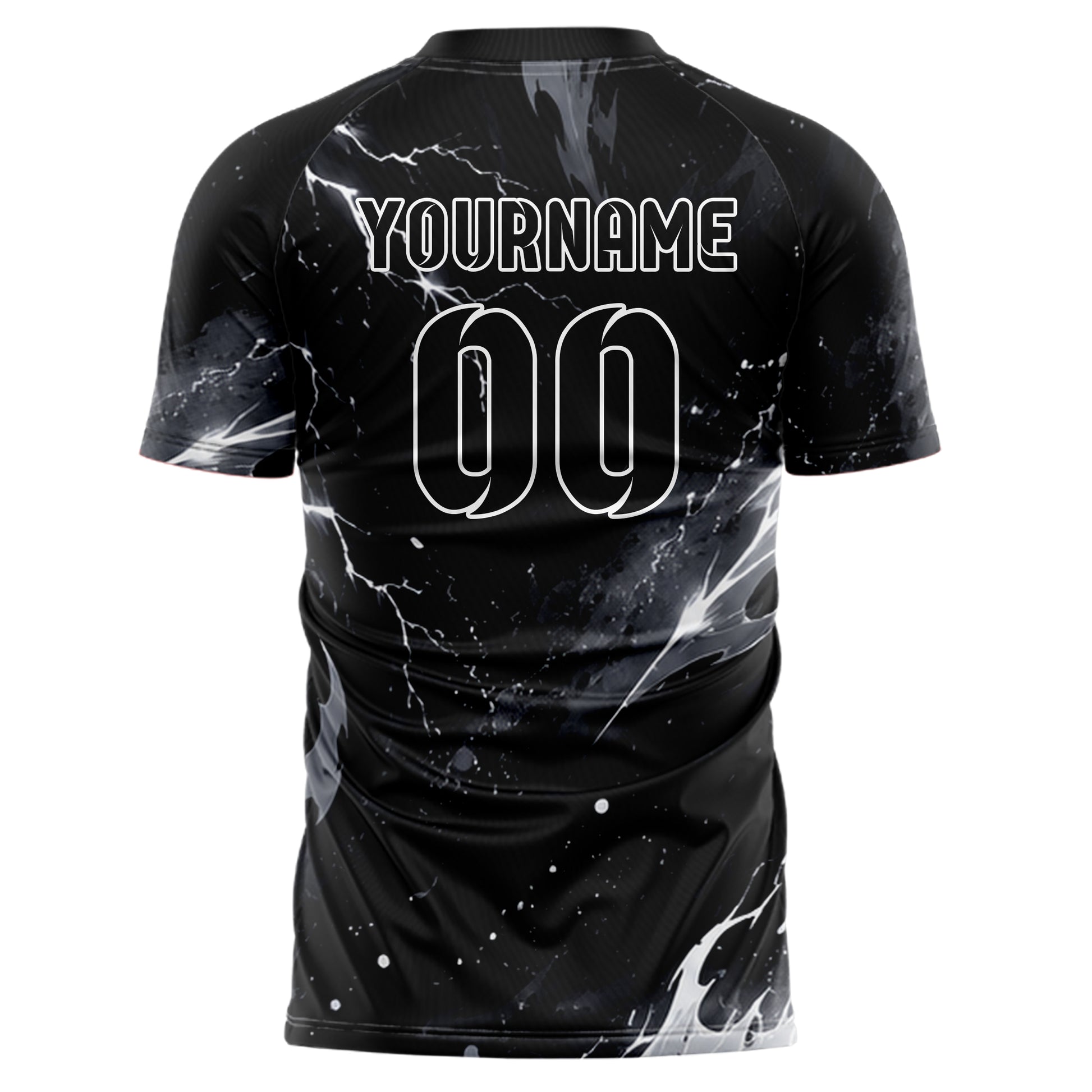 Schwarz klassisches Flammen Blitz Flame Lightning Mix Design 05-0084 individuelles Fußballtrikot back