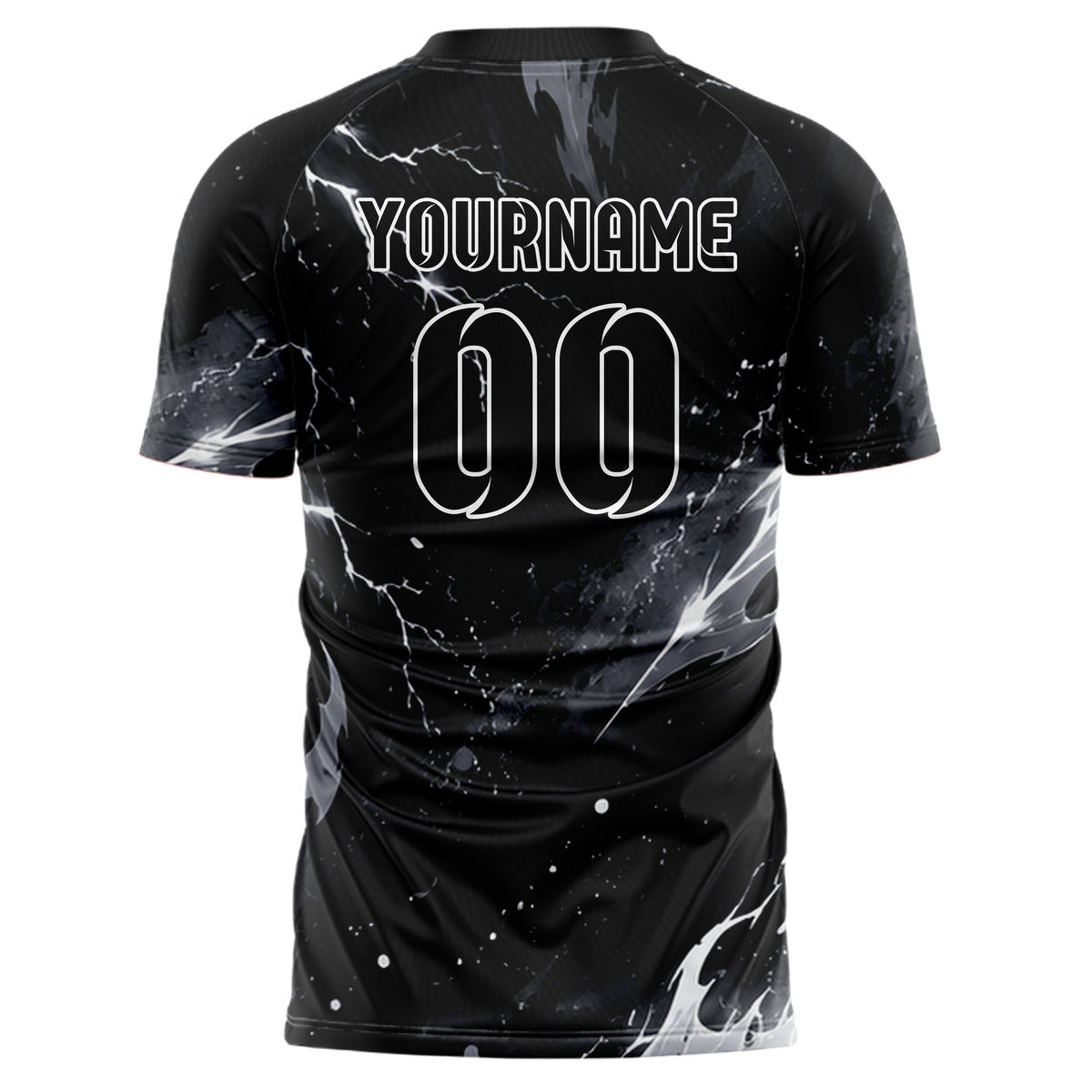 Schwarz klassisches Flammen Blitz Flame Lightning Mix Design 05-0084 individuelles Fußballtrikot back