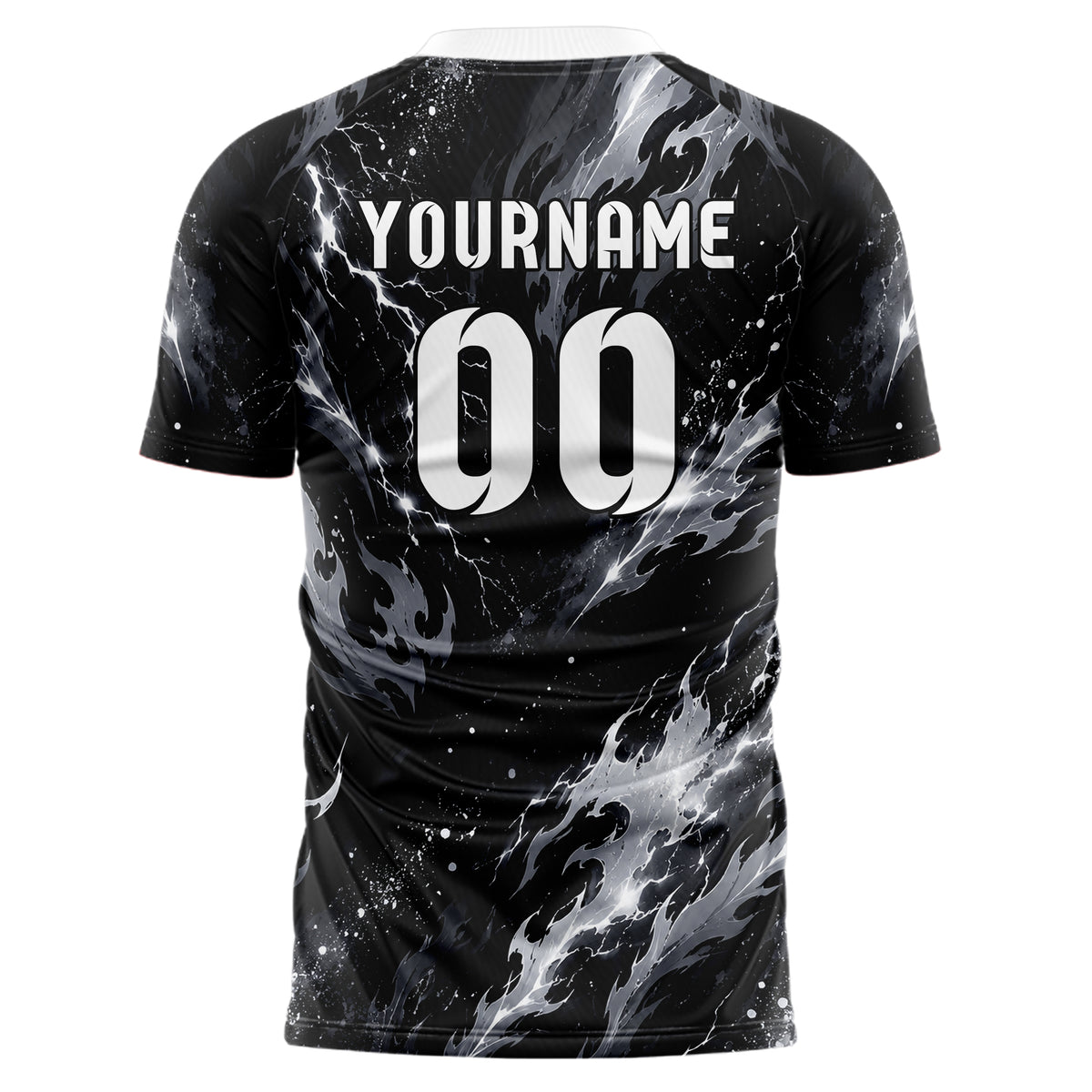 Schwarz klassisches Flammen Blitz Flame Lightning Mix Design 05-0084 individuelles Fußballtrikot front
