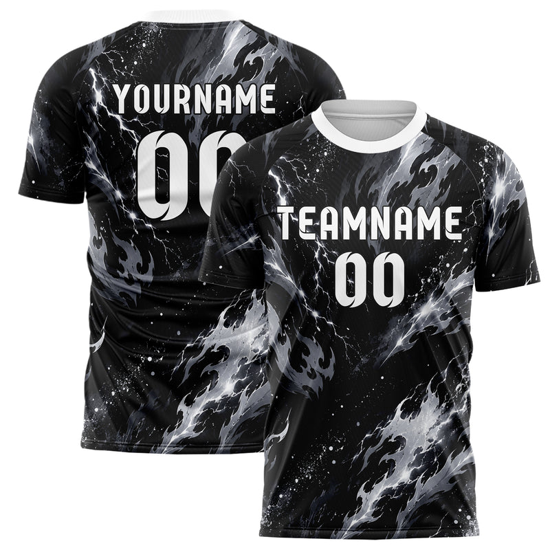 Schwarz klassisches Flammen Blitz Flame Lightning Mix Design 05-0084 individuelles Fußballtrikot main