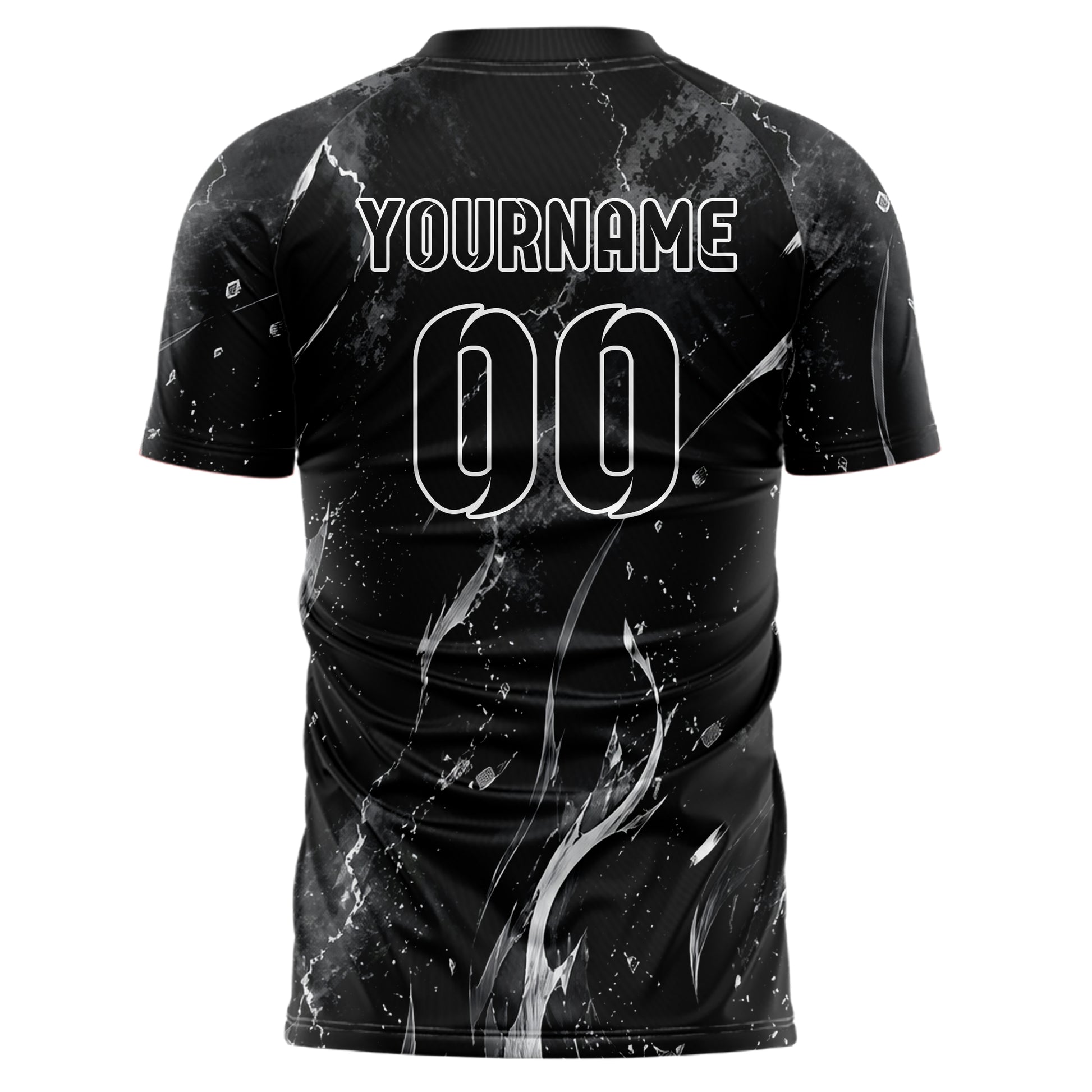 Schwarz klassisches Flammen Blitz aufsteigende Flammen Design 05-0003 individuelles Fußballtrikot back