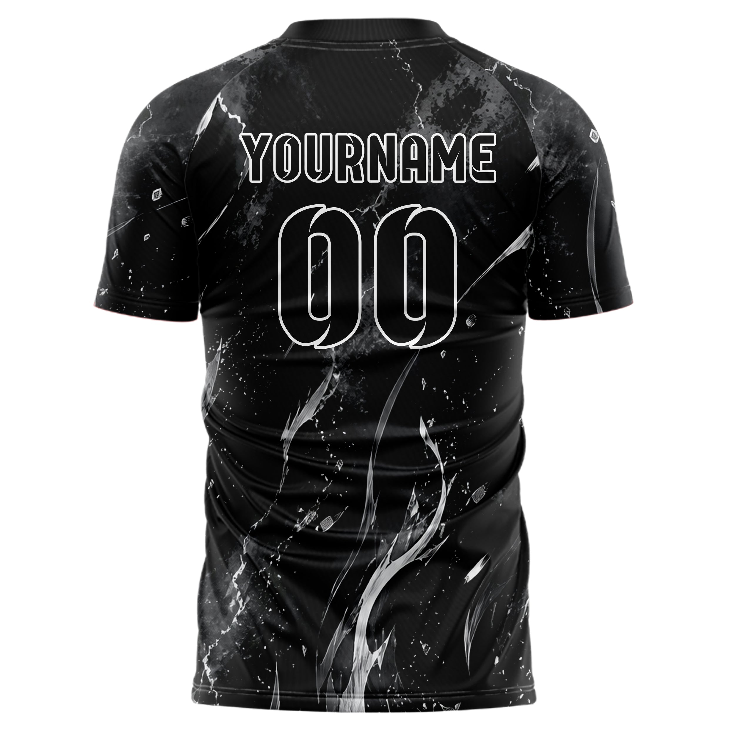 Schwarz klassisches Flammen Blitz aufsteigende Flammen Design 05-0003 individuelles Fußballtrikot back