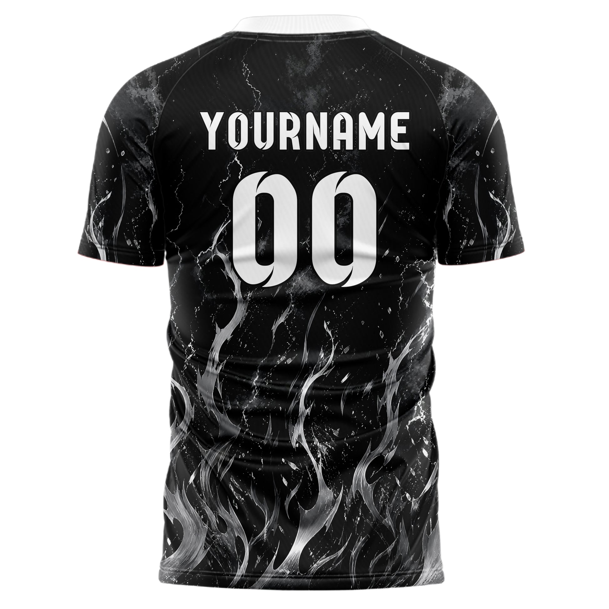Schwarz klassisches Flammen Blitz aufsteigende Flammen Design 05-0003 individuelles Fußballtrikot front