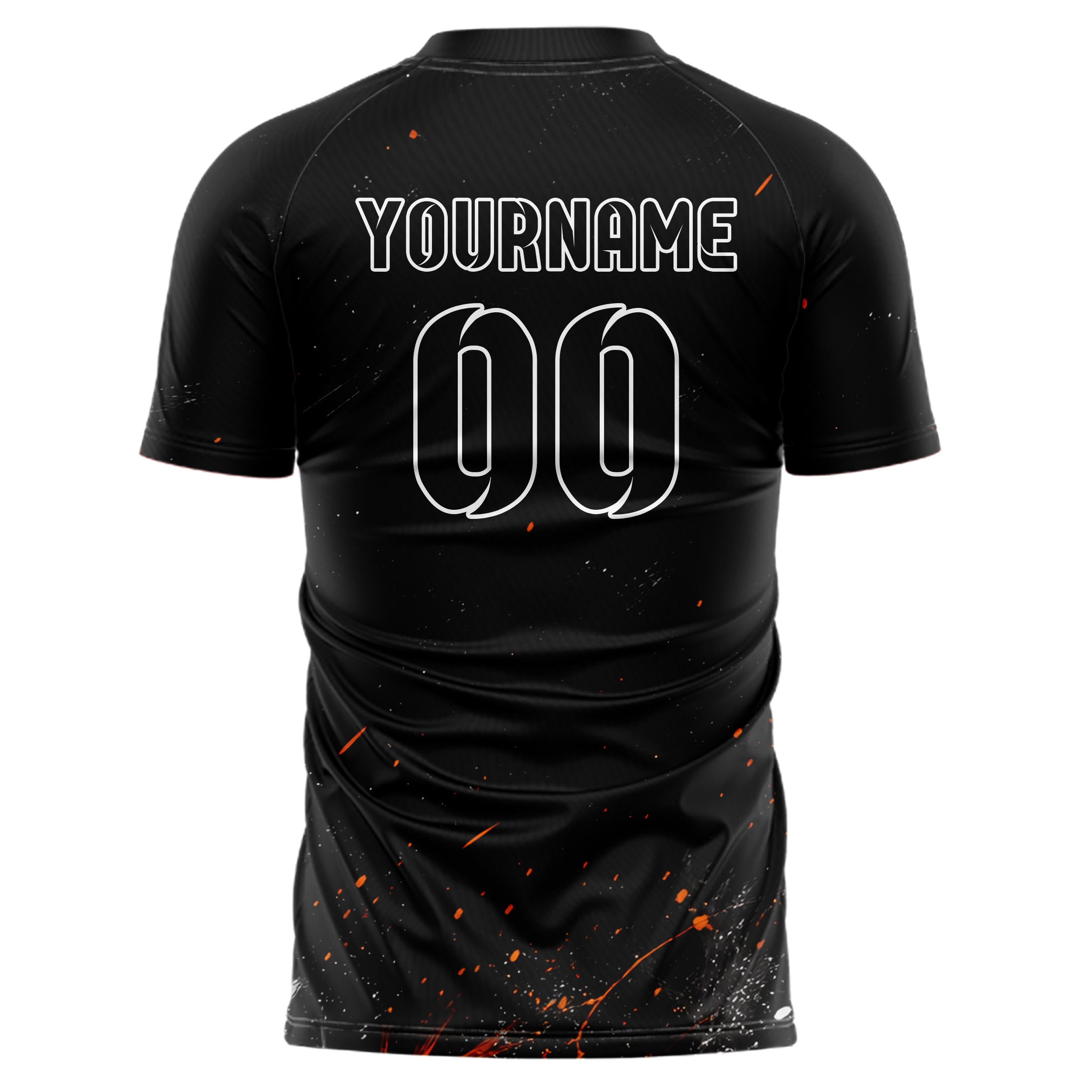 Schwarz dunkles Flammen Blitz Feuer unten Electric oben Design 05-0004 individuelles Fußballtrikot back