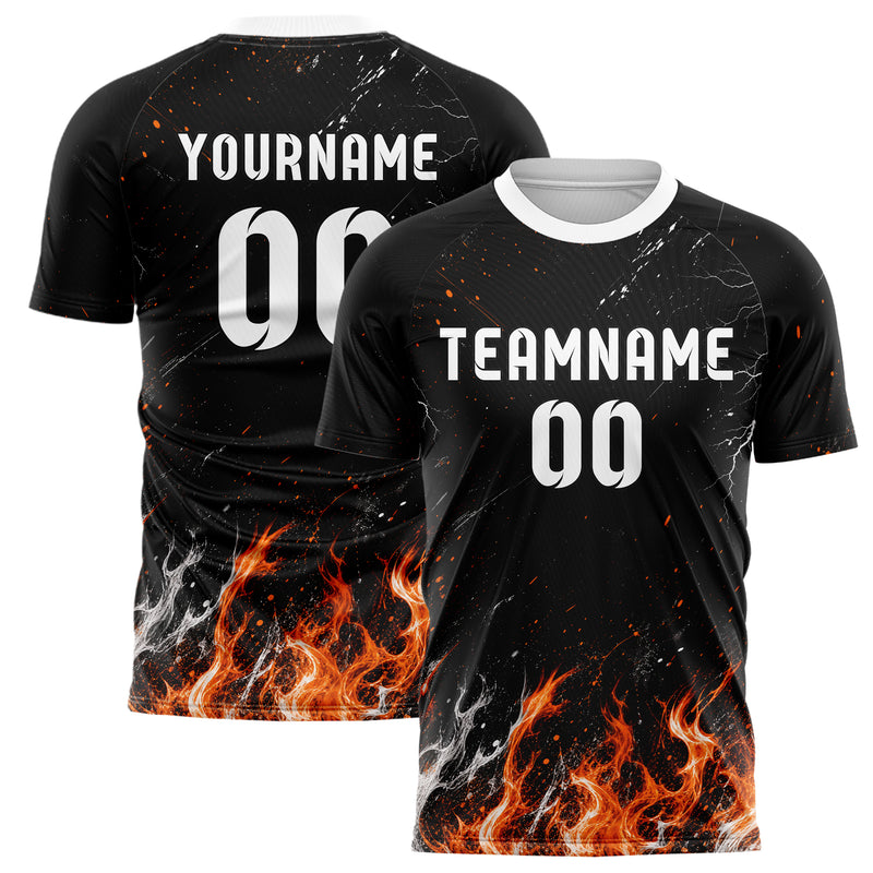 Schwarz dunkles Flammen Blitz Feuer unten Electric oben Design 05-0004 individuelles Fußballtrikot main