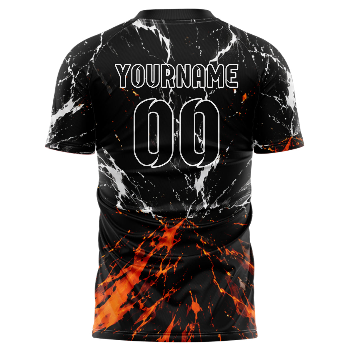 Schwarz dunkles Flammen Blitz Feuer unten Electric oben Design 05-0058 individuelles Fußballtrikot back