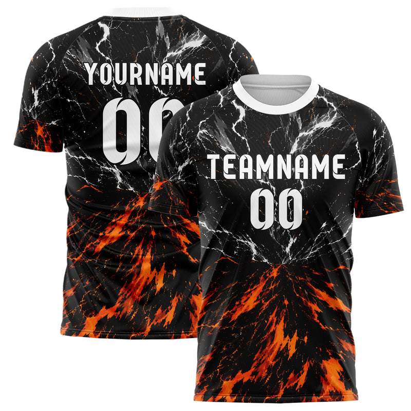 Schwarz dunkles Flammen Blitz Feuer unten Electric oben Design 05-0058 individuelles Fußballtrikot main