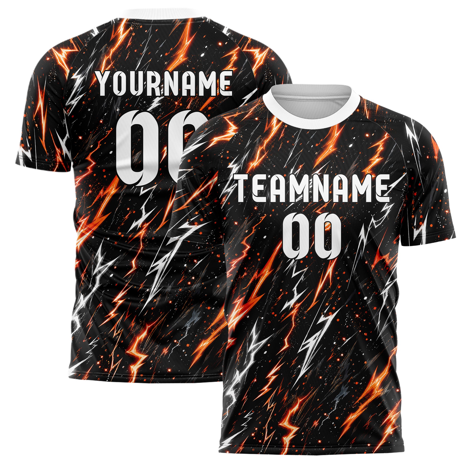 Schwarz dunkles Flammen Blitz Jagged Energy Burst Design 05-0001 individuelles Fußballtrikot main