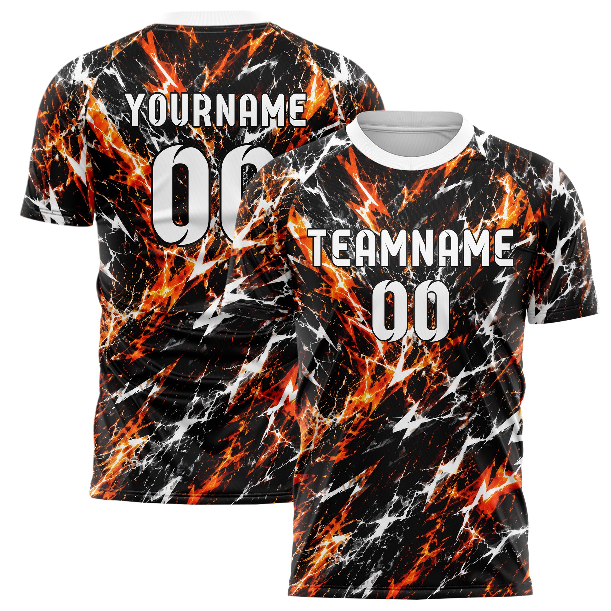 Schwarz dunkles Flammen Blitz Jagged Energy Burst Design 05-0013 individuelles Fußballtrikot main