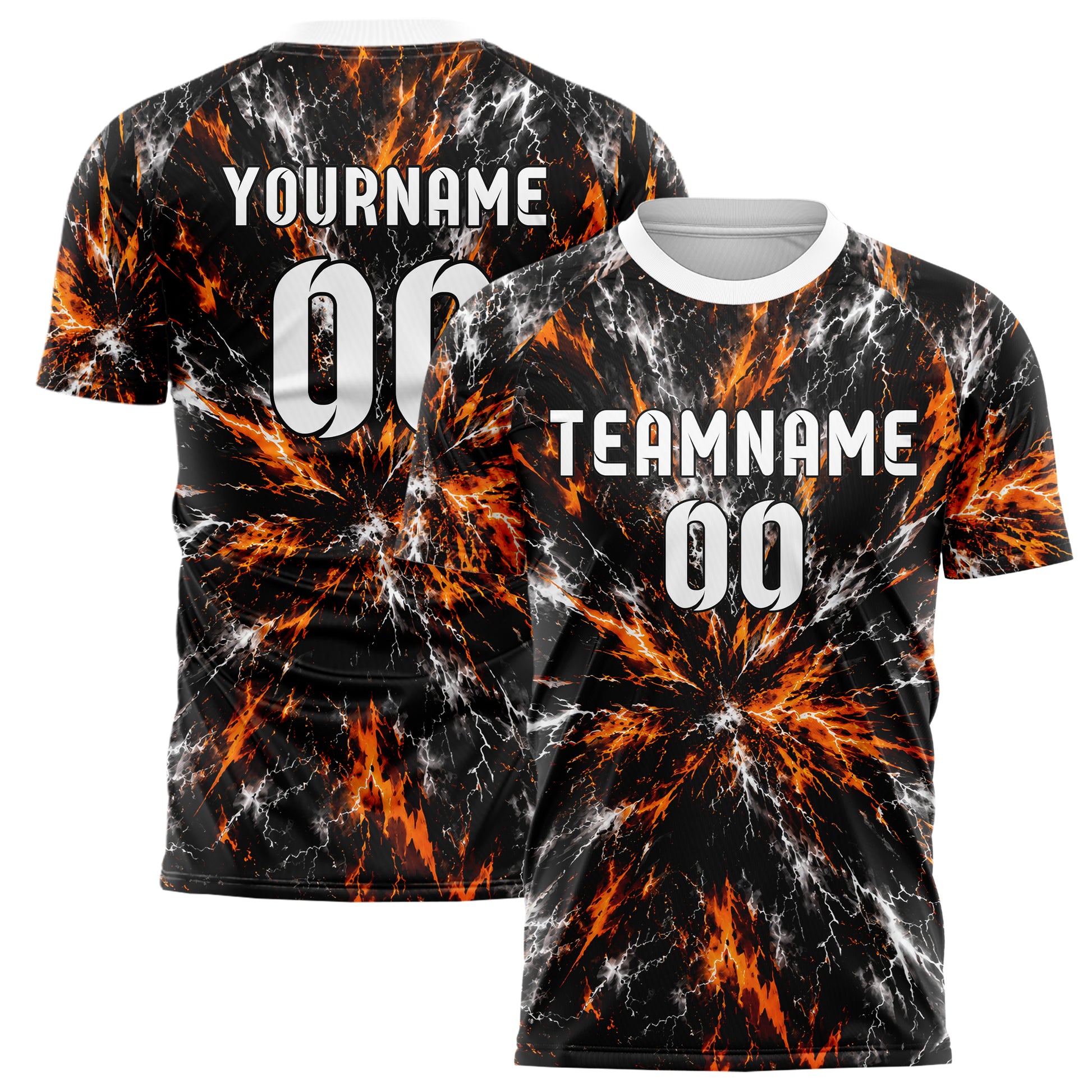 Schwarz dunkles Flammen Blitz Jagged Energy Burst Design 05-0067 individuelles Fußballtrikot main