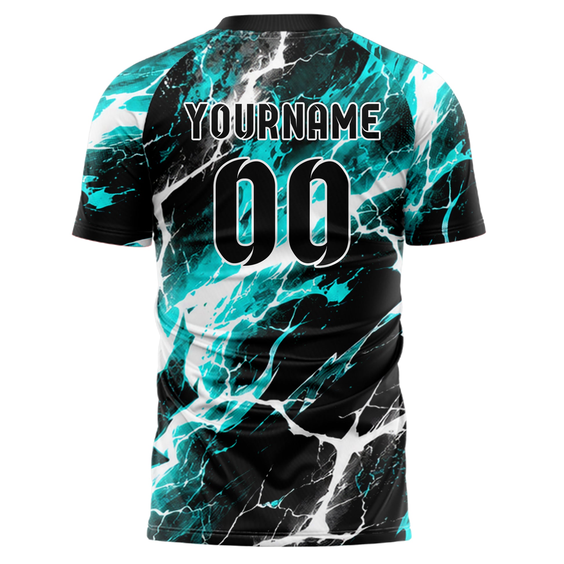 Schwarz lebendiges Flammen Blitz Lightning Cracks Design 05-0053 individuelles Fußballtrikot back