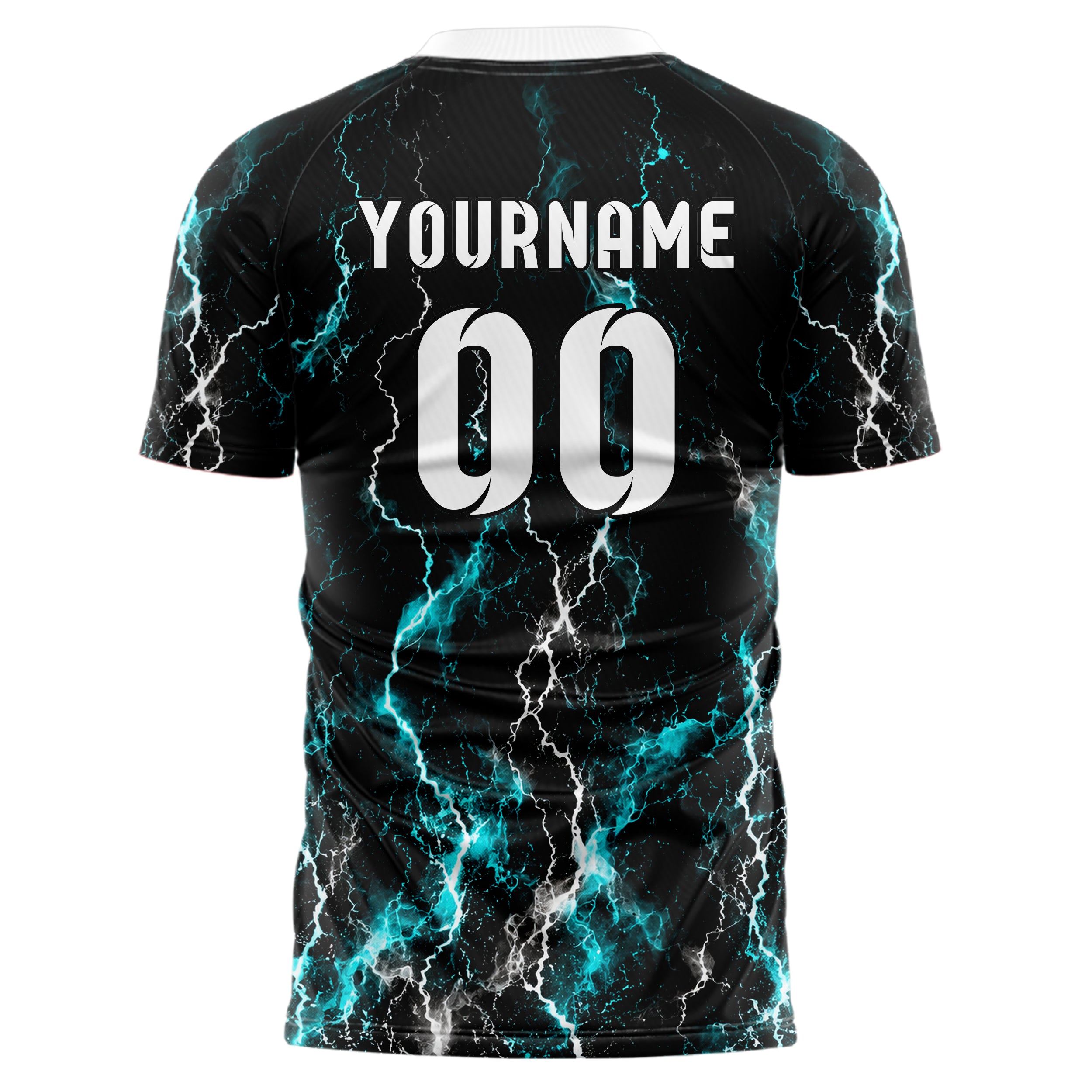 Schwarz lebendiges Flammen Blitz Lightning Cracks Design 05-0059 individuelles Fußballtrikot front