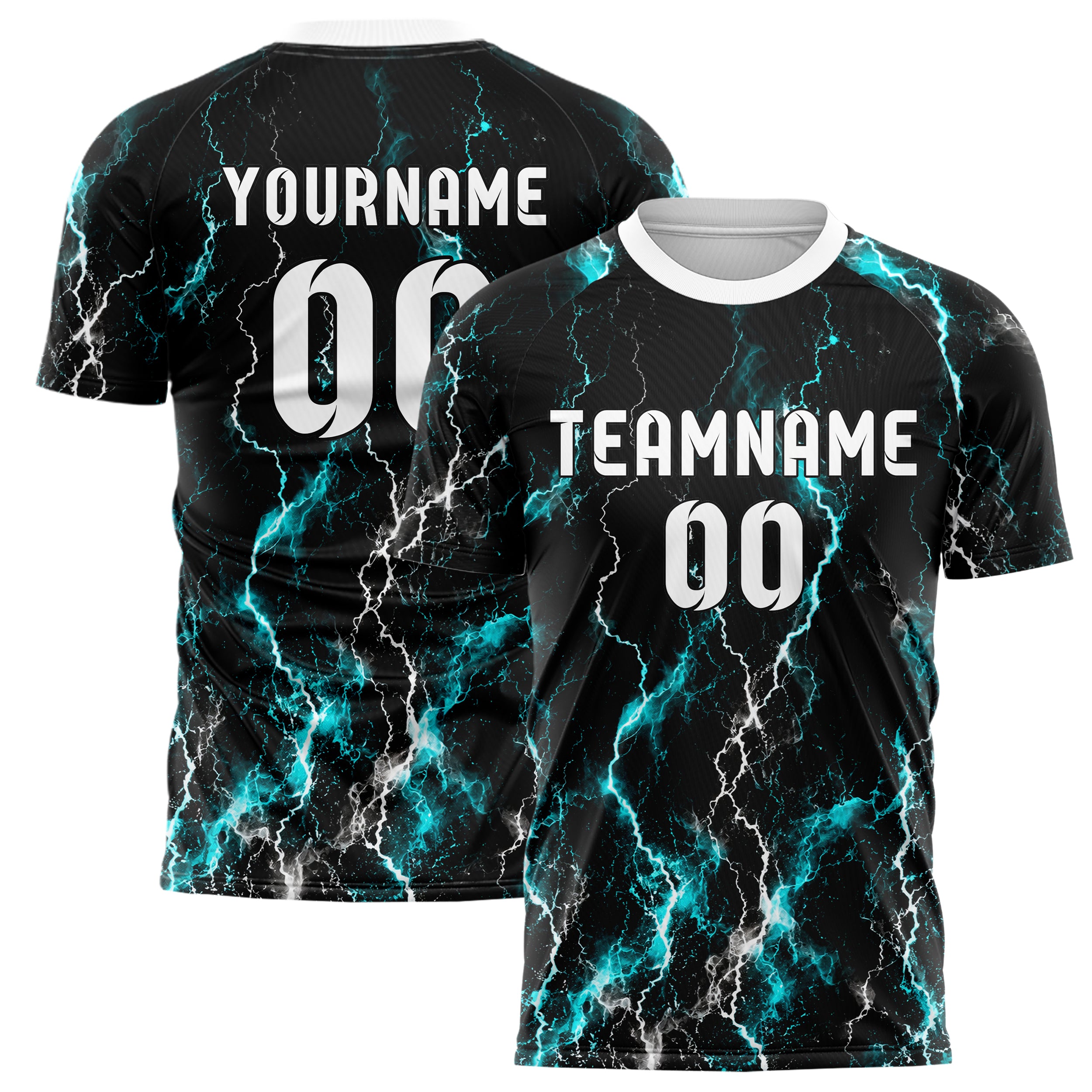 Schwarz lebendiges Flammen Blitz Lightning Cracks Design 05-0059 individuelles Fußballtrikot main