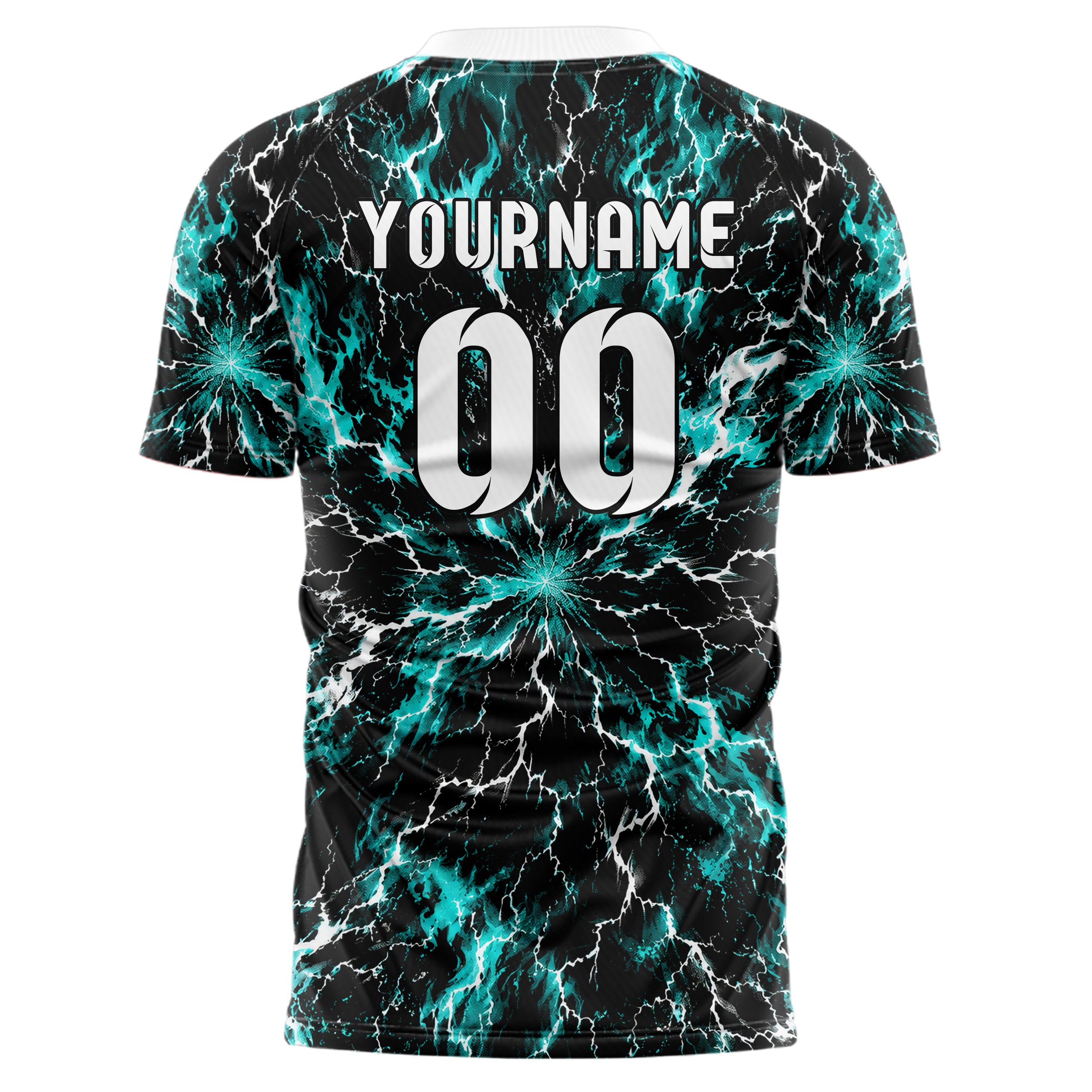 Schwarz lebendiges Flammen Blitz Lightning Cracks Design 05-0065 individuelles Fußballtrikot front