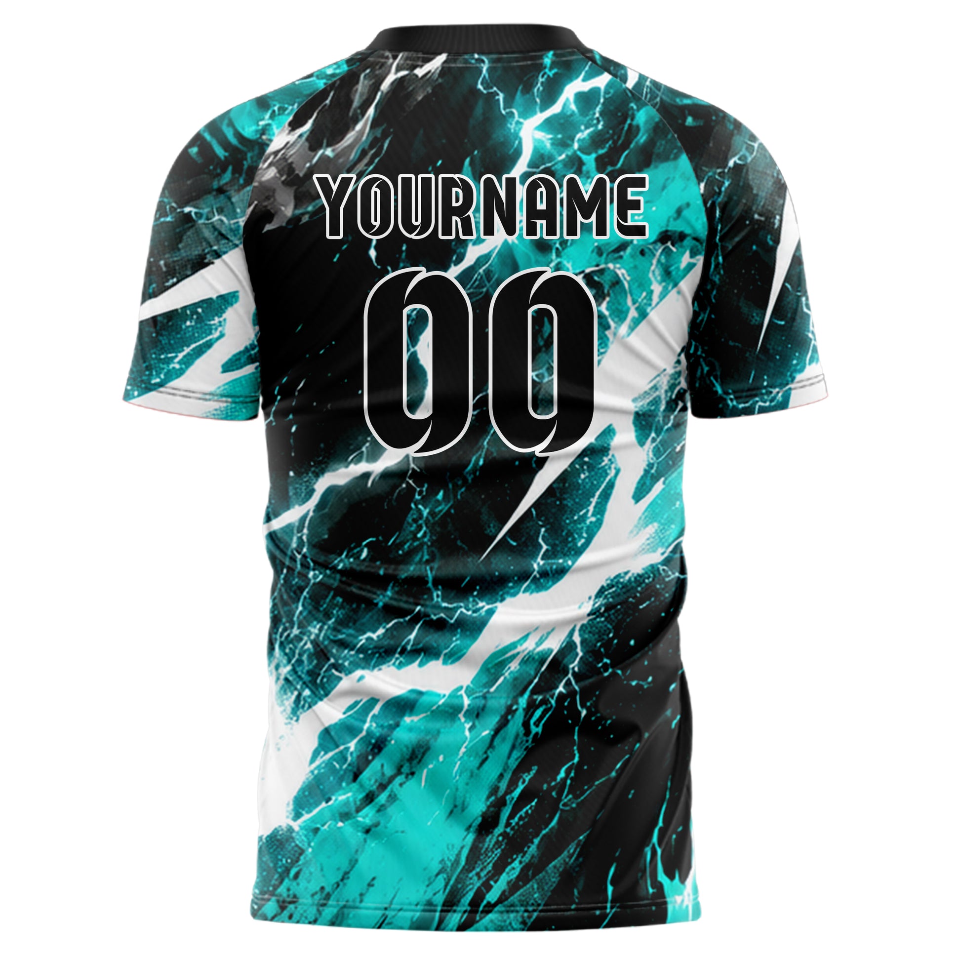 Schwarz lebendiges Flammen Blitz Smoke and Sparks Design 05-0038 individuelles Fußballtrikot back