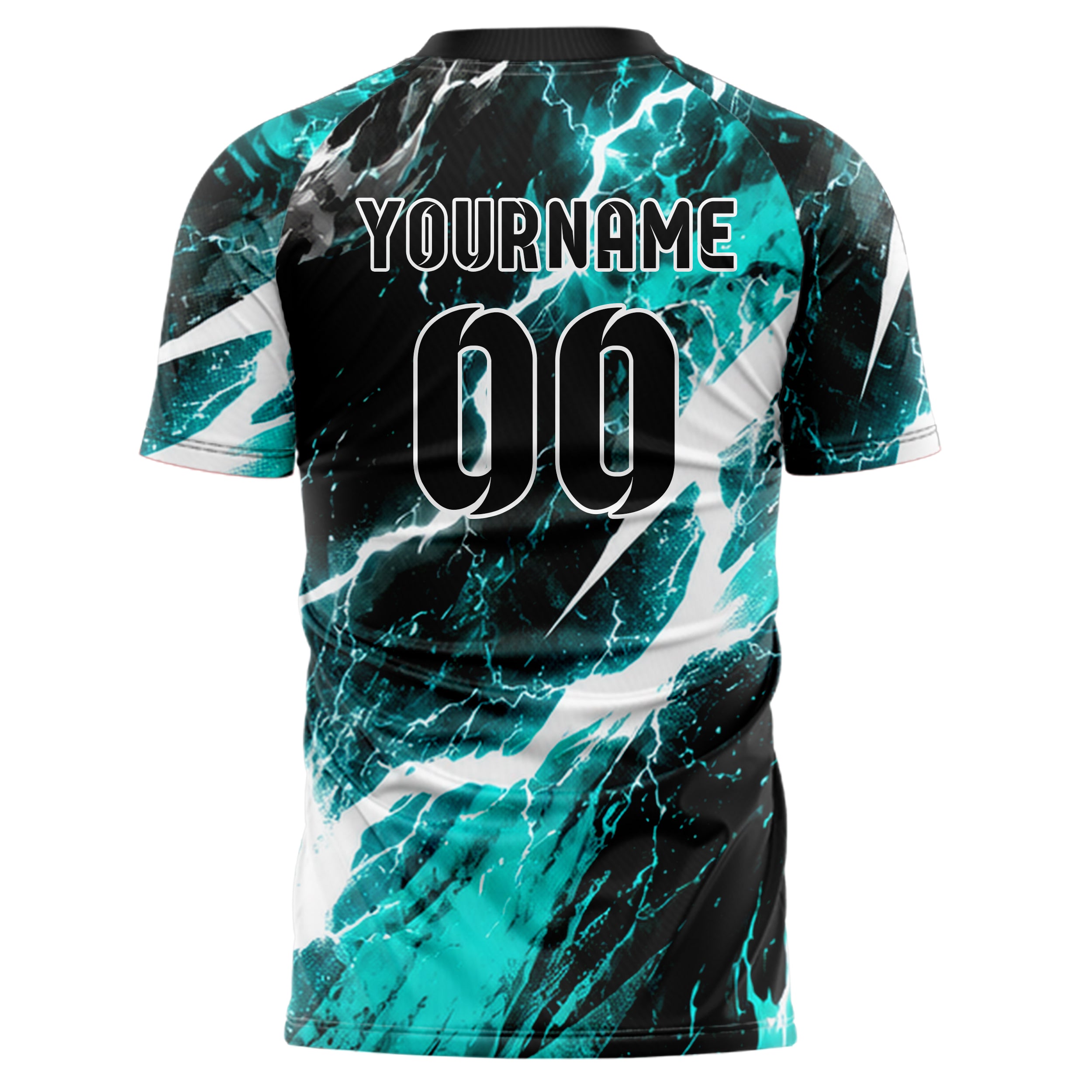 Schwarz lebendiges Flammen Blitz Smoke and Sparks Design 05-0038 individuelles Fußballtrikot back