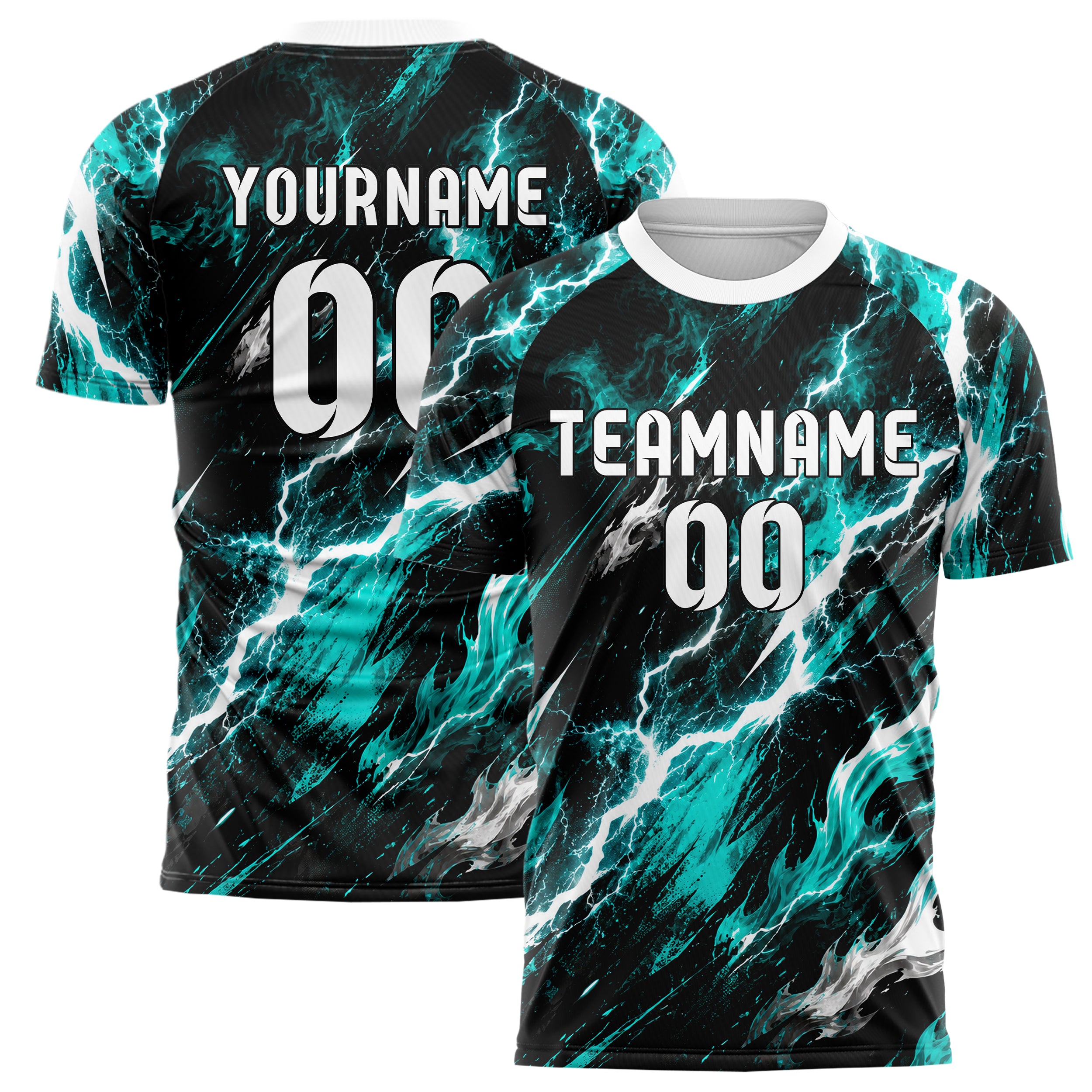 Schwarz lebendiges Flammen Blitz Smoke and Sparks Design 05-0038 individuelles Fußballtrikot main
