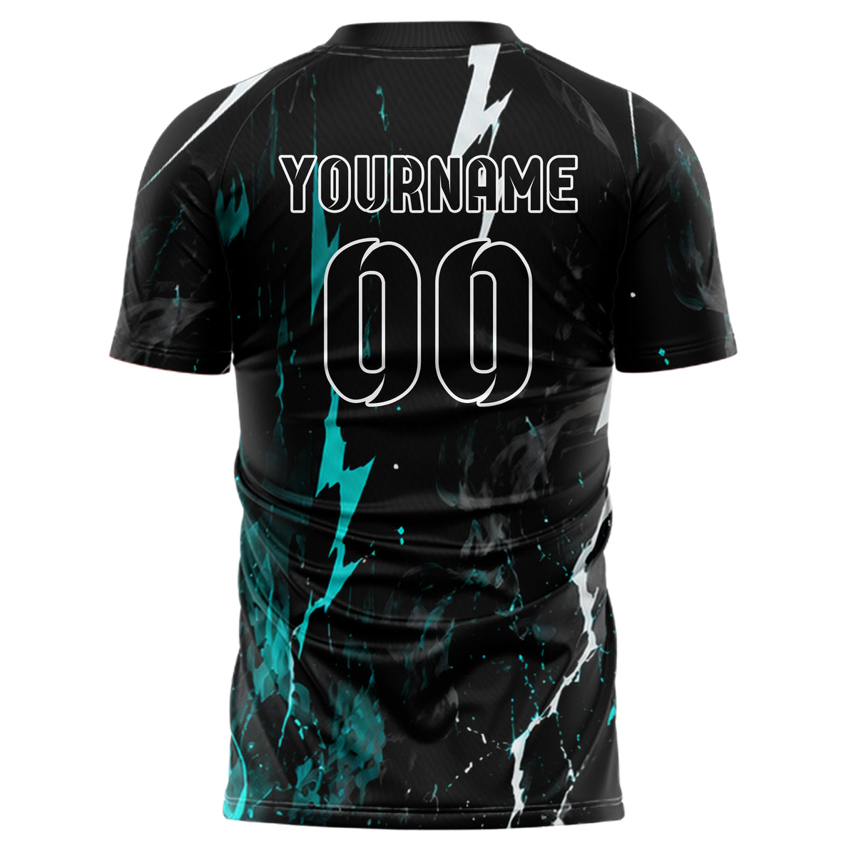 Schwarz lebendiges Flammen Blitz Smoke and Sparks Design 05-0074 individuelles Fußballtrikot back