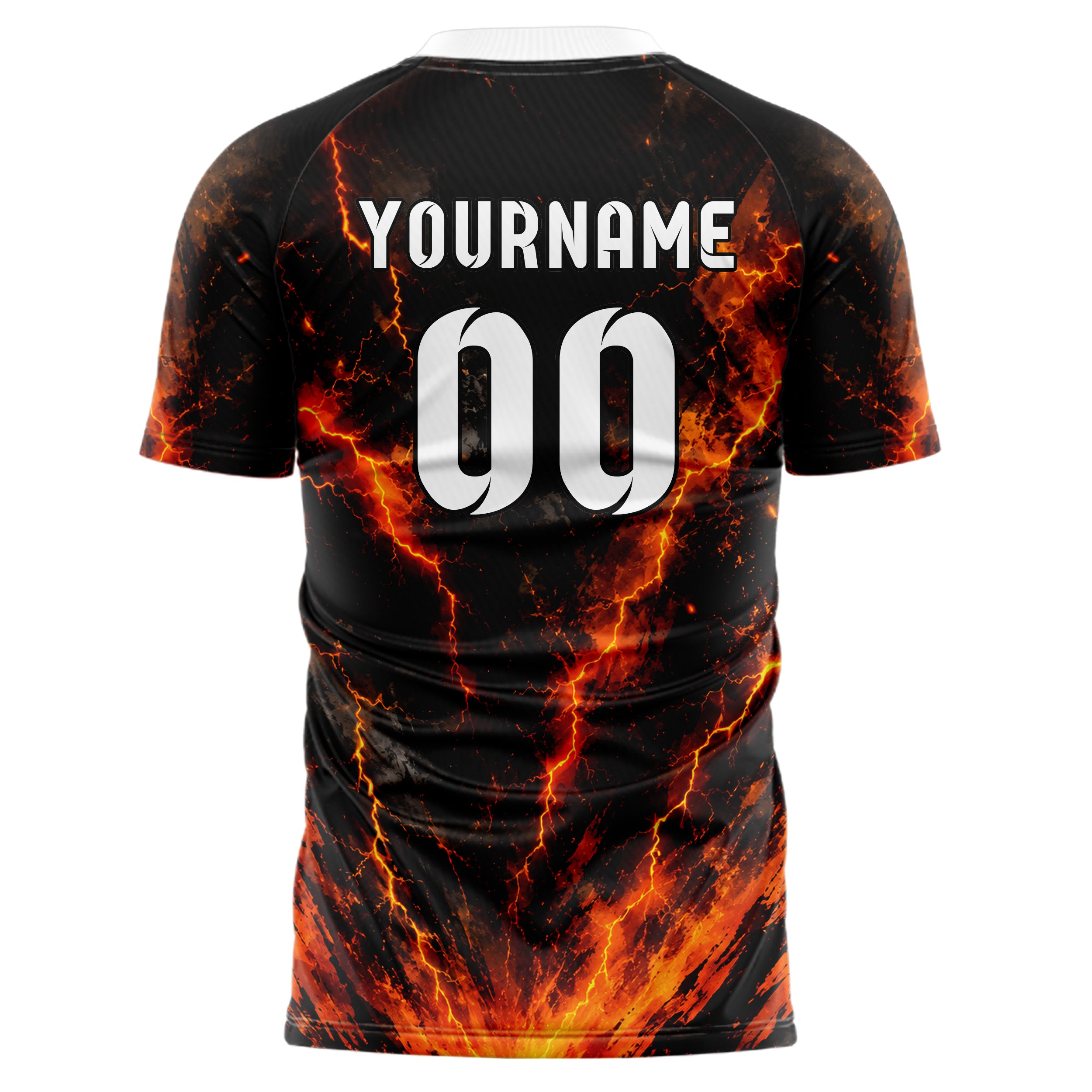 Schwarz dunkles Flammen Blitz Lightning Cracks Design 05-0047 individuelles Fußballtrikot front