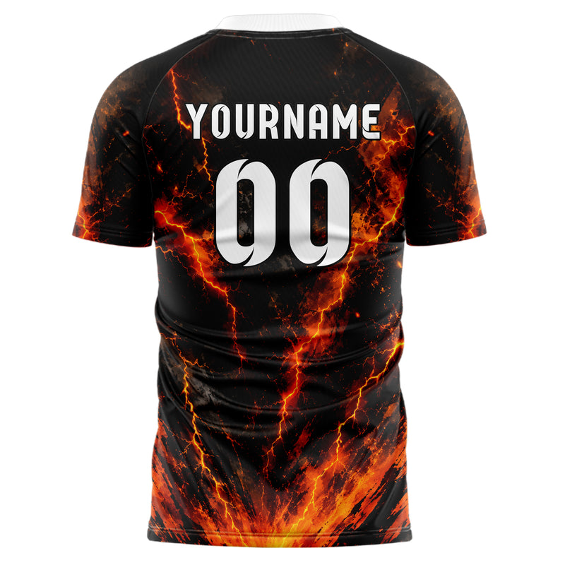 Schwarz dunkles Flammen Blitz Lightning Cracks Design 05-0047 individuelles Fußballtrikot front