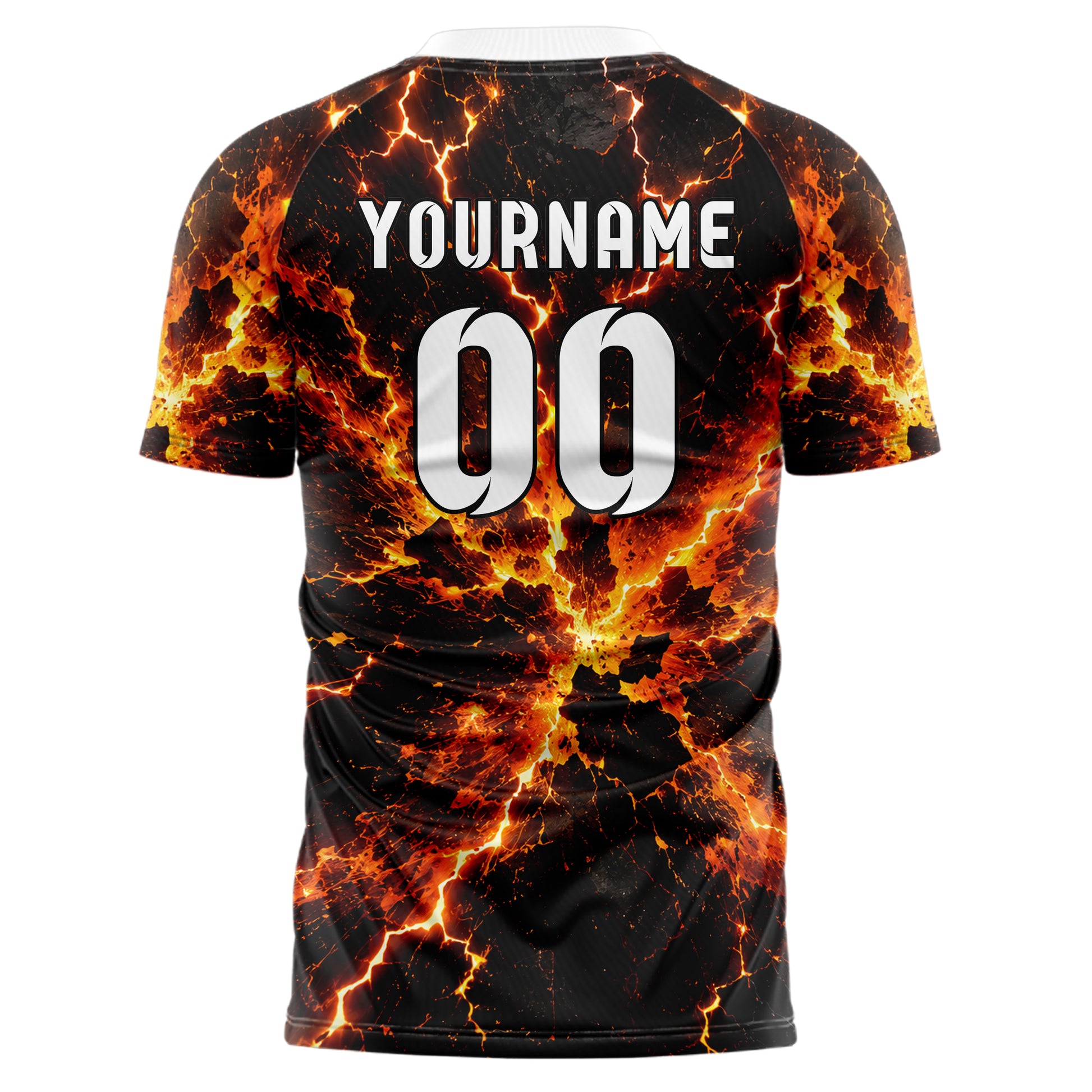 Schwarz dunkles Flammen Blitz Lightning Cracks Design 05-0077 individuelles Fußballtrikot front