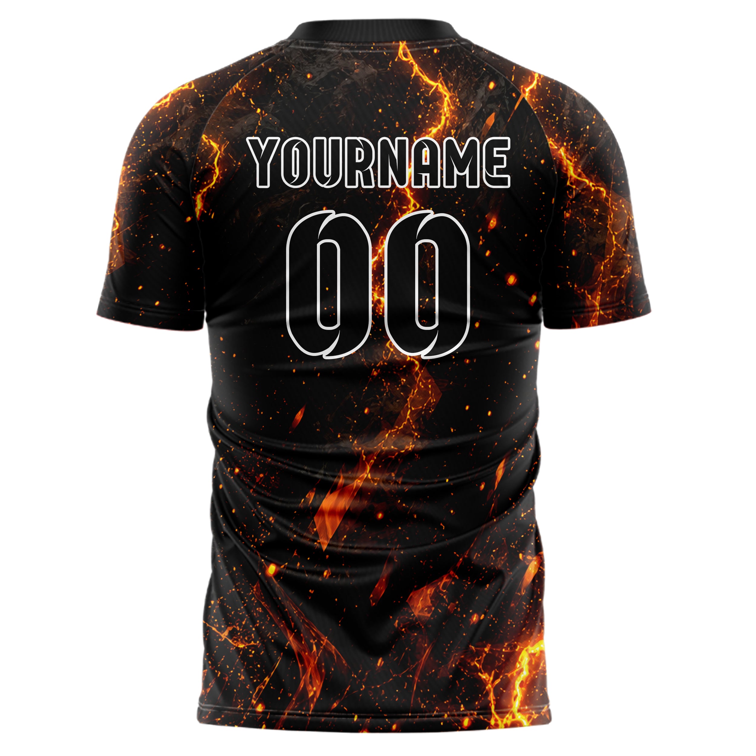 Schwarz dunkles Flammen Blitz Smoke and Sparks Design 05-0008 individuelles Fußballtrikot back