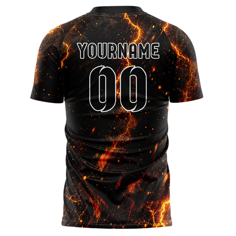 Schwarz dunkles Flammen Blitz Smoke and Sparks Design 05-0008 individuelles Fußballtrikot back