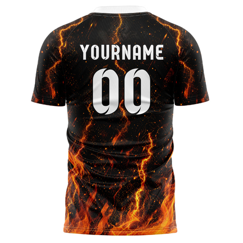 Schwarz dunkles Flammen Blitz Smoke and Sparks Design 05-0008 individuelles Fußballtrikot front