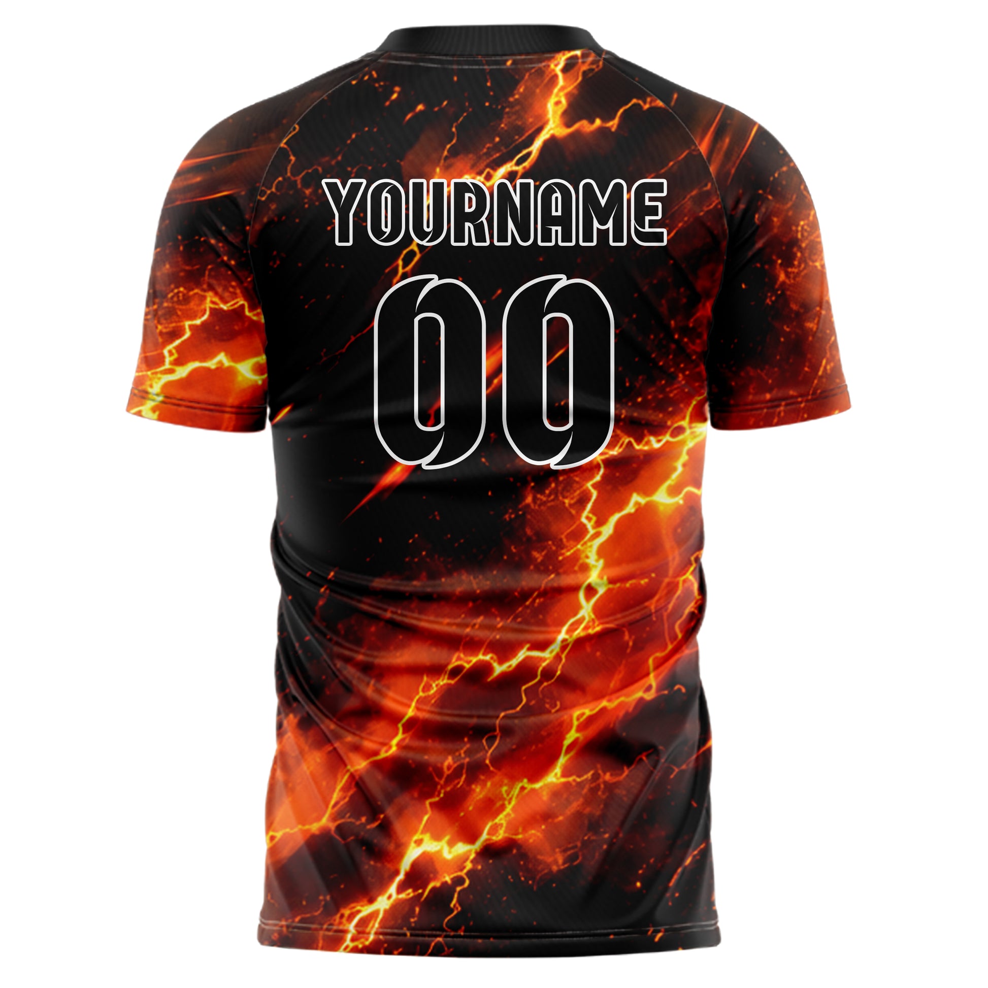 Schwarz dunkles Flammen Blitz Smoke and Sparks Design 05-0056 individuelles Fußballtrikot back