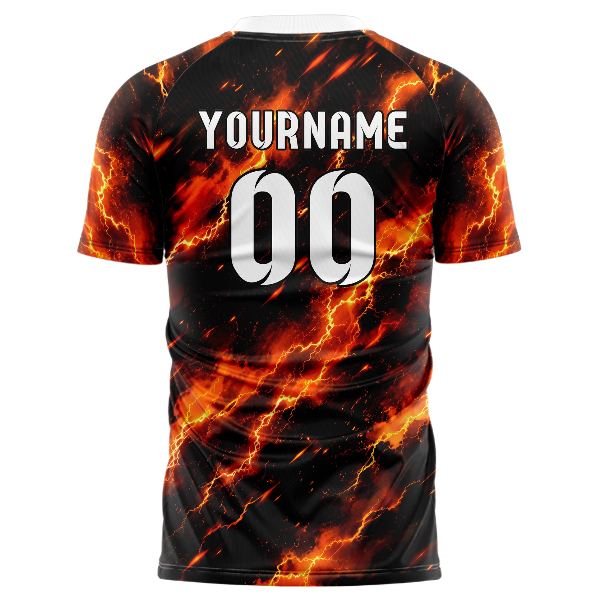 Schwarz dunkles Flammen Blitz Smoke and Sparks Design 05-0056 individuelles Fußballtrikot front