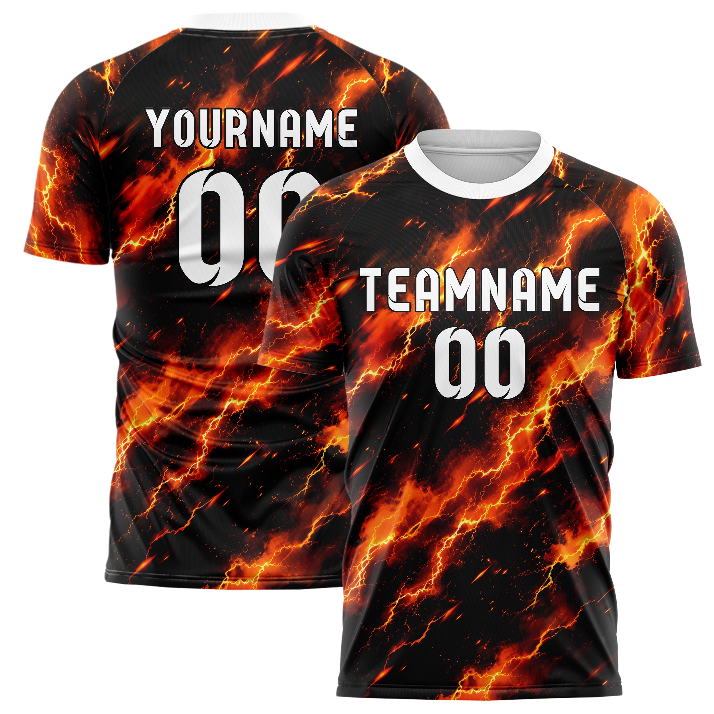 Schwarz dunkles Flammen Blitz Smoke and Sparks Design 05-0056 individuelles Fußballtrikot main