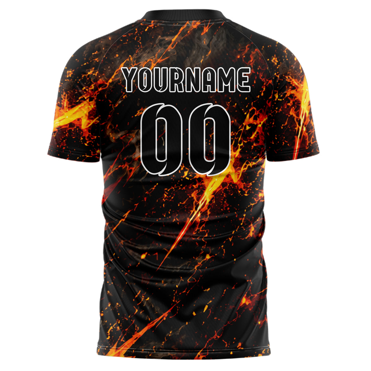 Schwarz dunkles Flammen Blitz Smoke and Sparks Design 05-0068 individuelles Fußballtrikot back