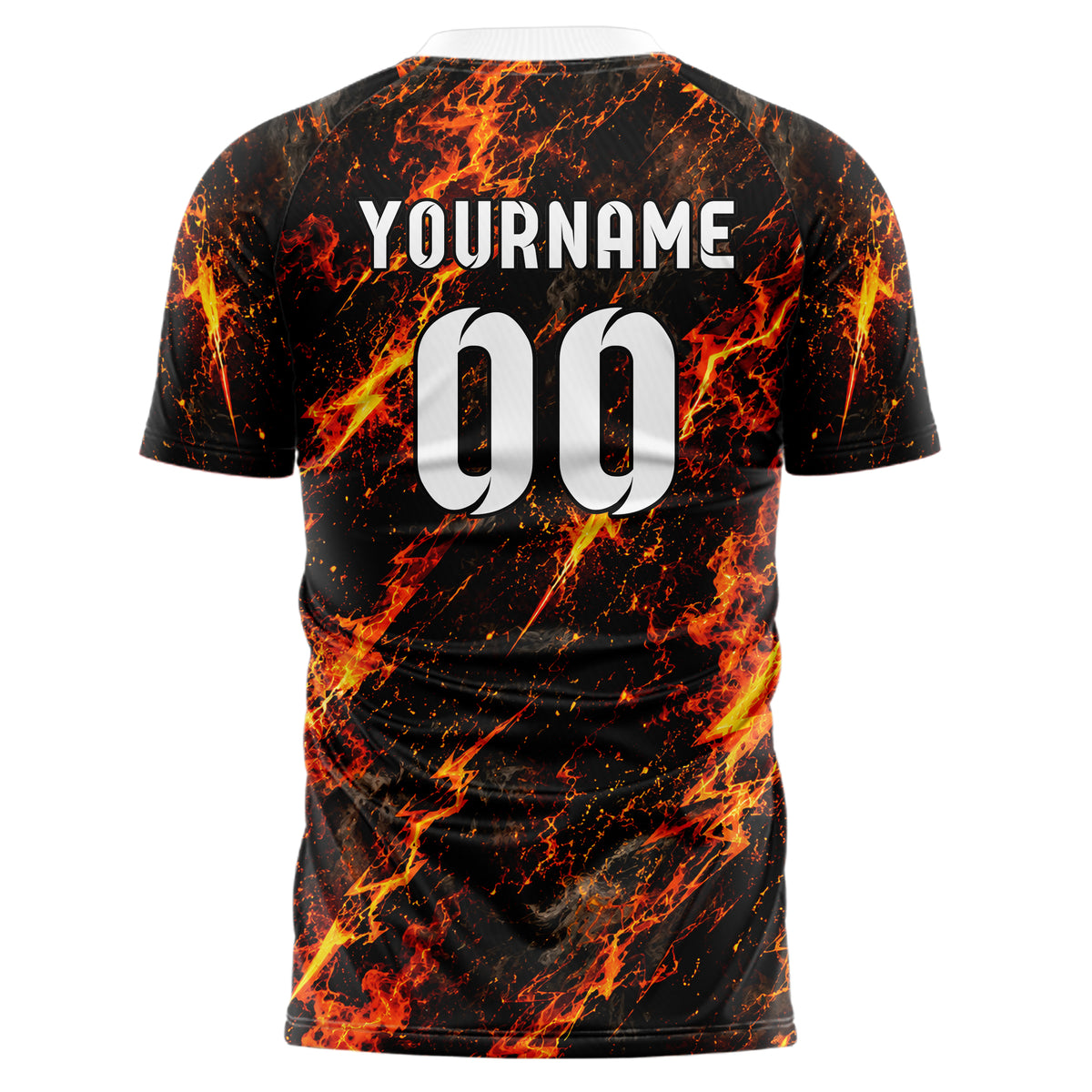 Schwarz dunkles Flammen Blitz Smoke and Sparks Design 05-0068 individuelles Fußballtrikot front