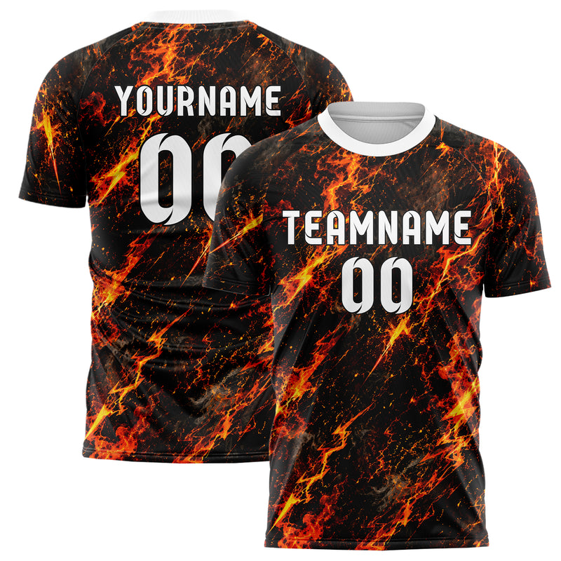Schwarz dunkles Flammen Blitz Smoke and Sparks Design 05-0068 individuelles Fußballtrikot main