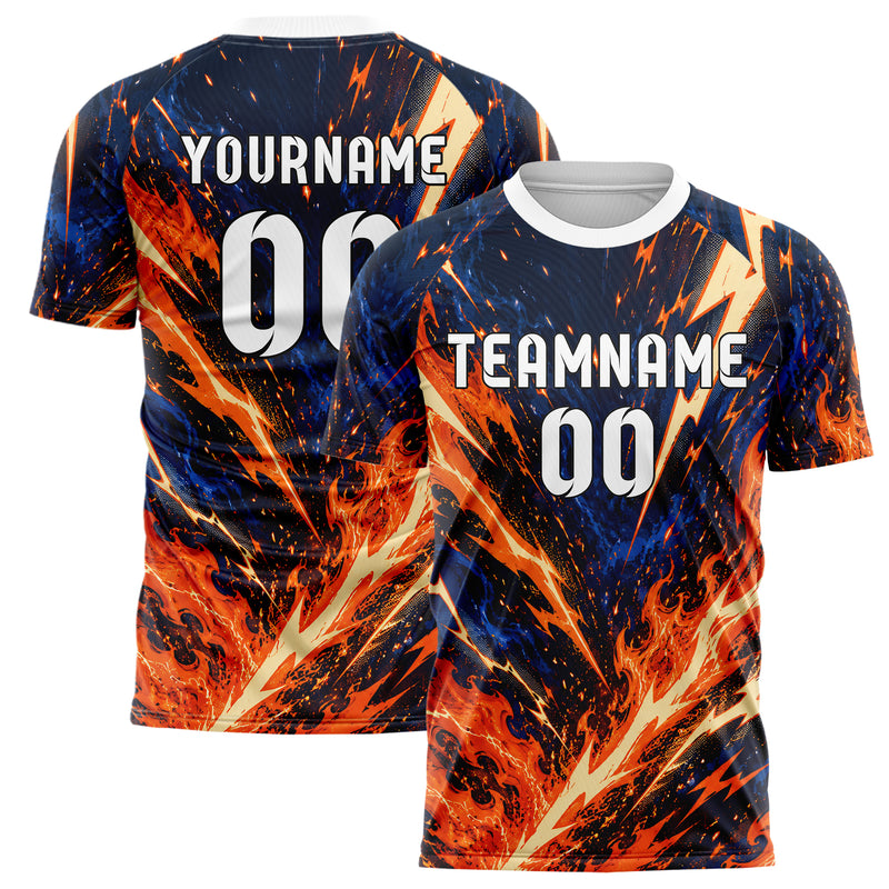 Bay Orange lebendiges Flammen Blitz Flame Lightning Mix Design 05-0036 individuelles Fußballtrikot main